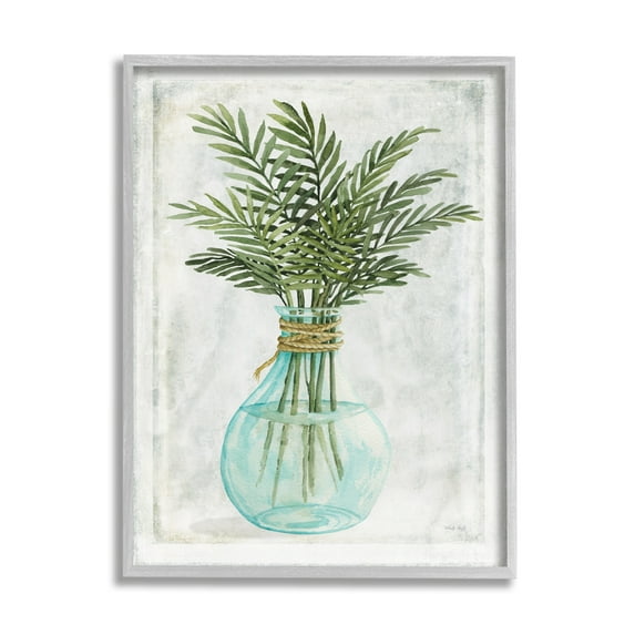 Stupell Industries Boho Botanical Green Plants Leaves Vase Illustration , 16 x 20, Design by Cindy Jacobs