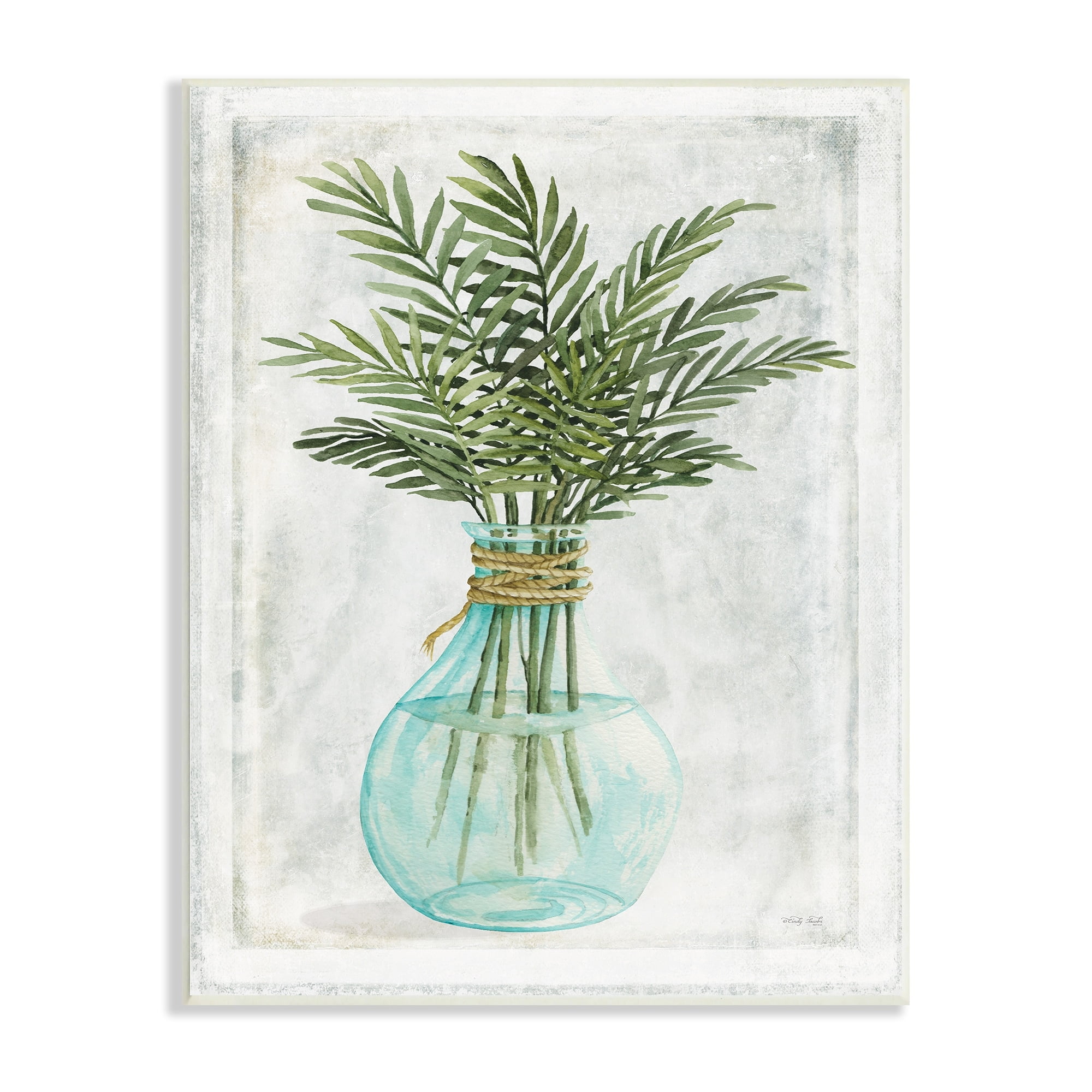 Stupell Industries Boho Botanical Green Plants Leaves Vase Illustration Paintings Unframed Art Print Wall Art, 13x19, by Cindy Jacobs