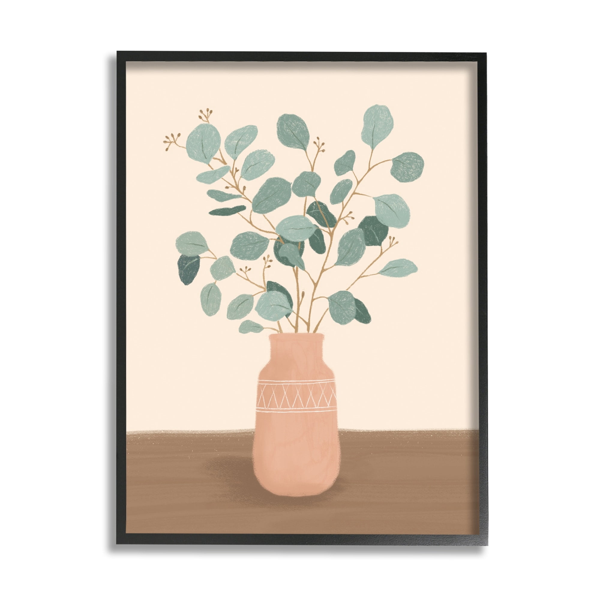 Stupell Industries Boho Botanical Leaf Branches Southwestern Geometric Vase,11 x 14, Design by Nancy McKenzie