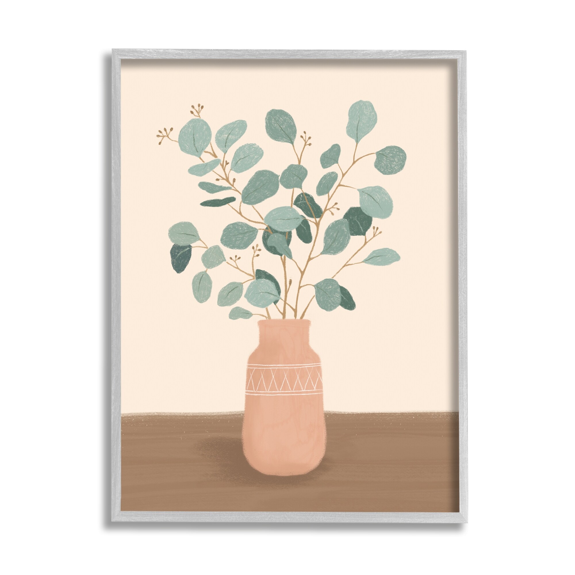 Stupell Industries Boho Botanical Leaf Branches Southwestern Geometric Vase,11 x 14, Design by Nancy McKenzie
