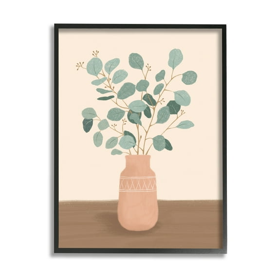 Boho Botanical Leaf Branches Southwestern Geometric Vase Botanical & Floral Graphic Art Framed Art Print Wall Art