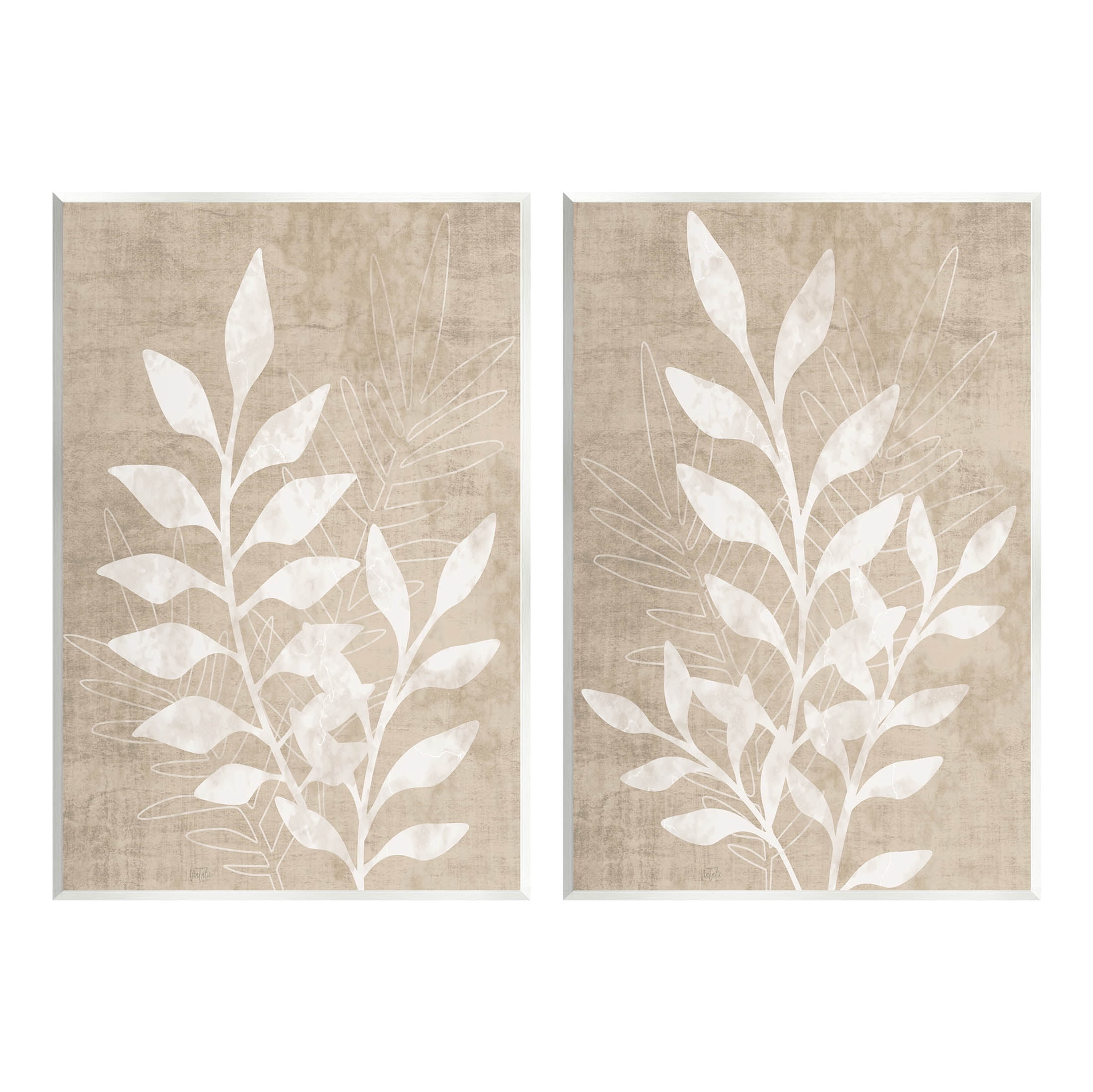 Stupell Industries Boho Botanical Leaf Silhouette Graphic Art Unframed Art Print Wall Art, Set of 2, Design by Natalie Carpentieri