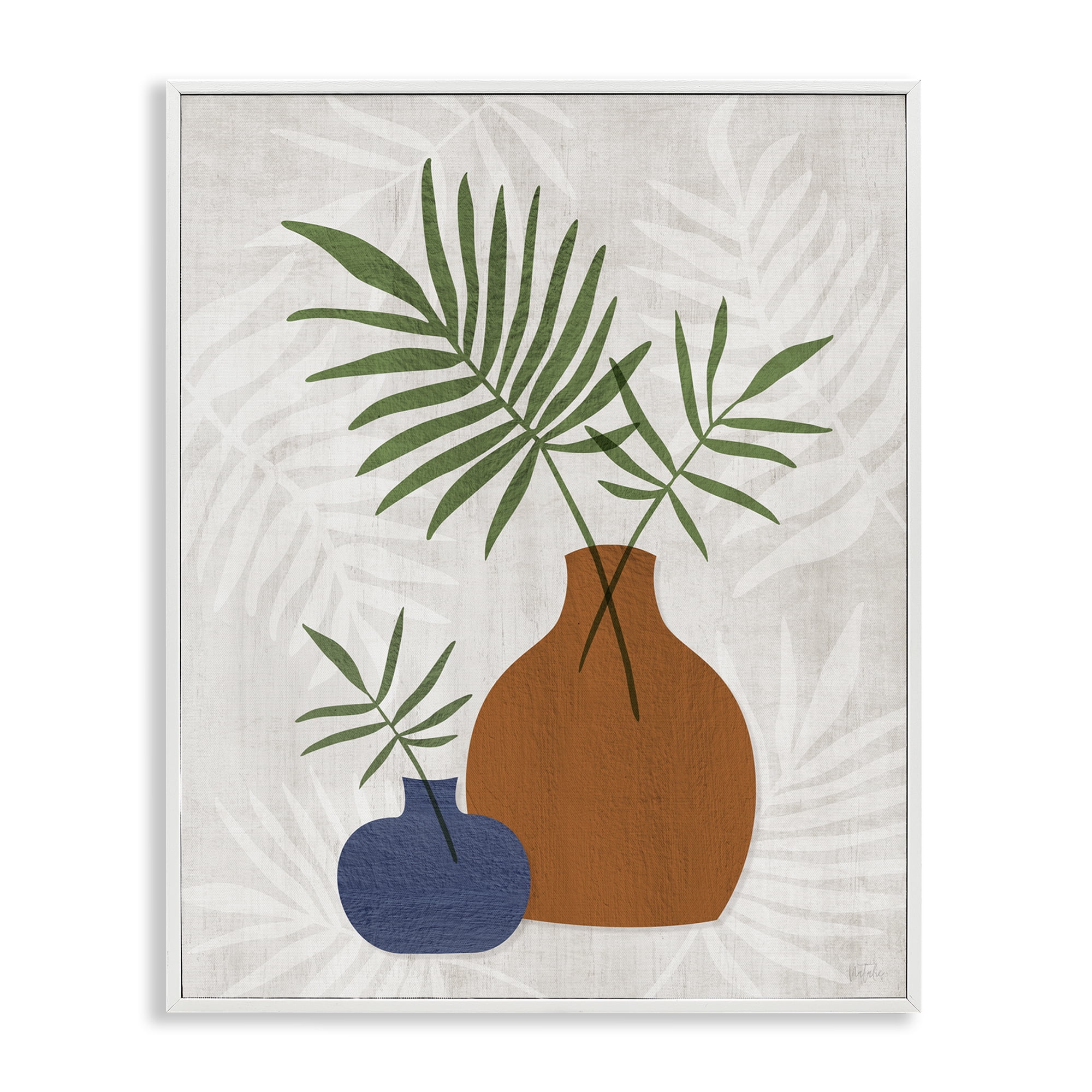 Stupell Industries Boho Botanical Vases Plants & Flowers Painting White Framed Art Print Wall Art, 16 x 20