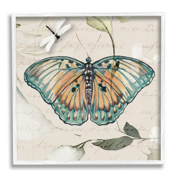 Stupell Industries Boho Butterfly with Script Animals & Insects Painting White Framed Art Print Wall Art, 24 x 24