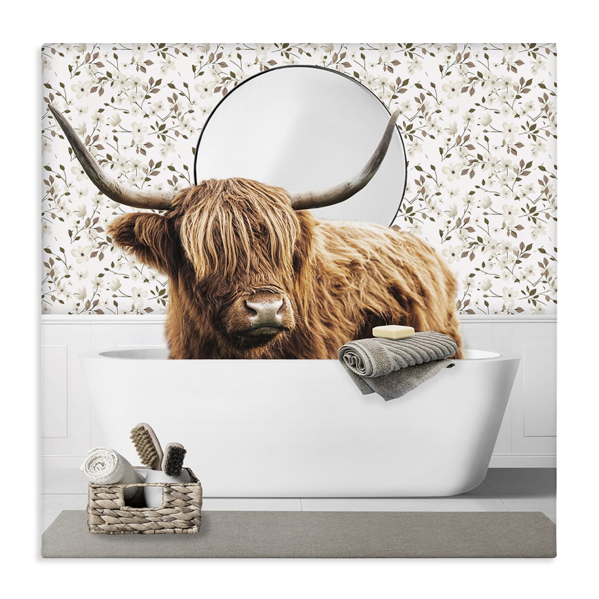 Stupell Industries Boho Cattle Bath Time Canvas Wall Art, design by CAD Designs