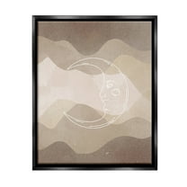 Stupell Industries Boho Celestial Moon Landscape Painting Black Floater Framed Canvas Art Print Wall Art, 17 x 21