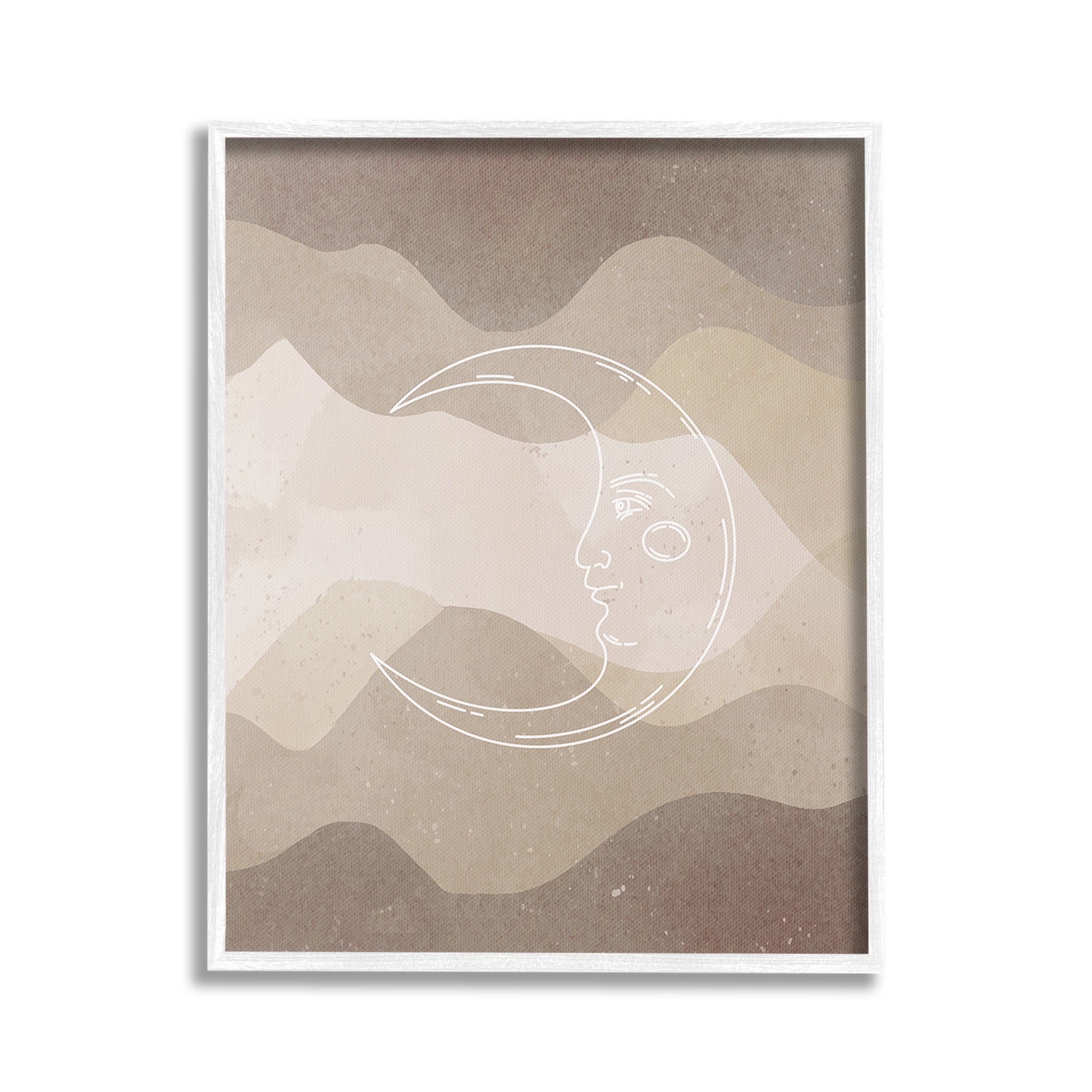 Stupell Industries Boho Celestial Moon Landscape Painting White Framed Art Print Wall Art, 24 x 30