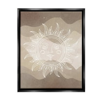 Stupell Industries Boho Celestial Sun Landscape Painting Black Floater Framed Canvas Art Print Wall Art, 17 x 21