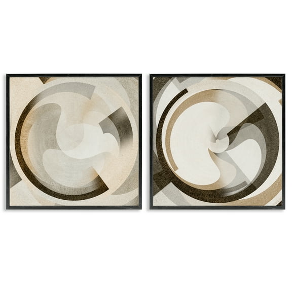 Stupell Industries Boho Centric Vortex Abstract Painting Black Framed Art Print Wall Art, 12 x 12, Set of 2