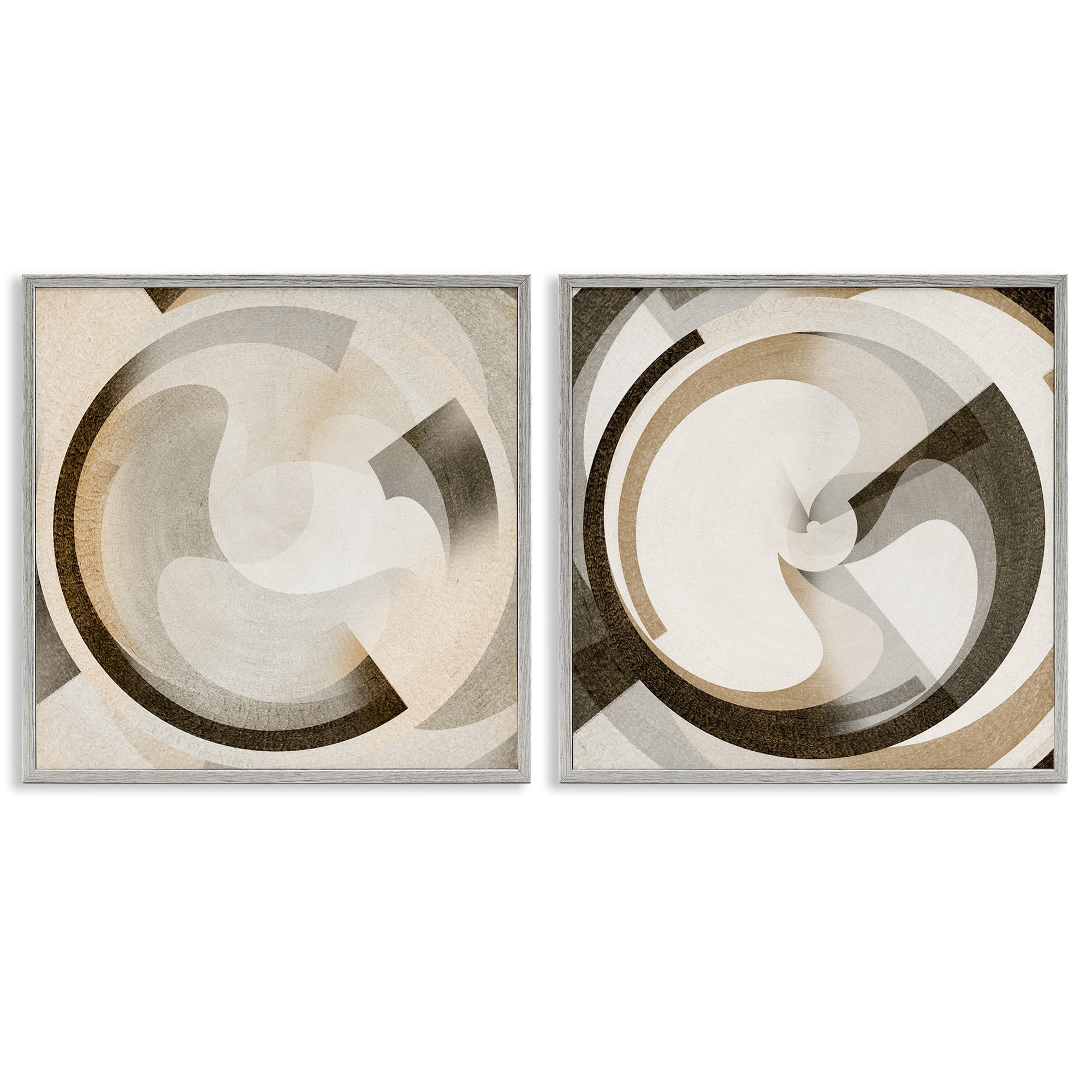 Stupell Industries Boho Centric Vortex Abstract Painting Gray Framed Art Print Wall Art, 12 x 12, Set of 2