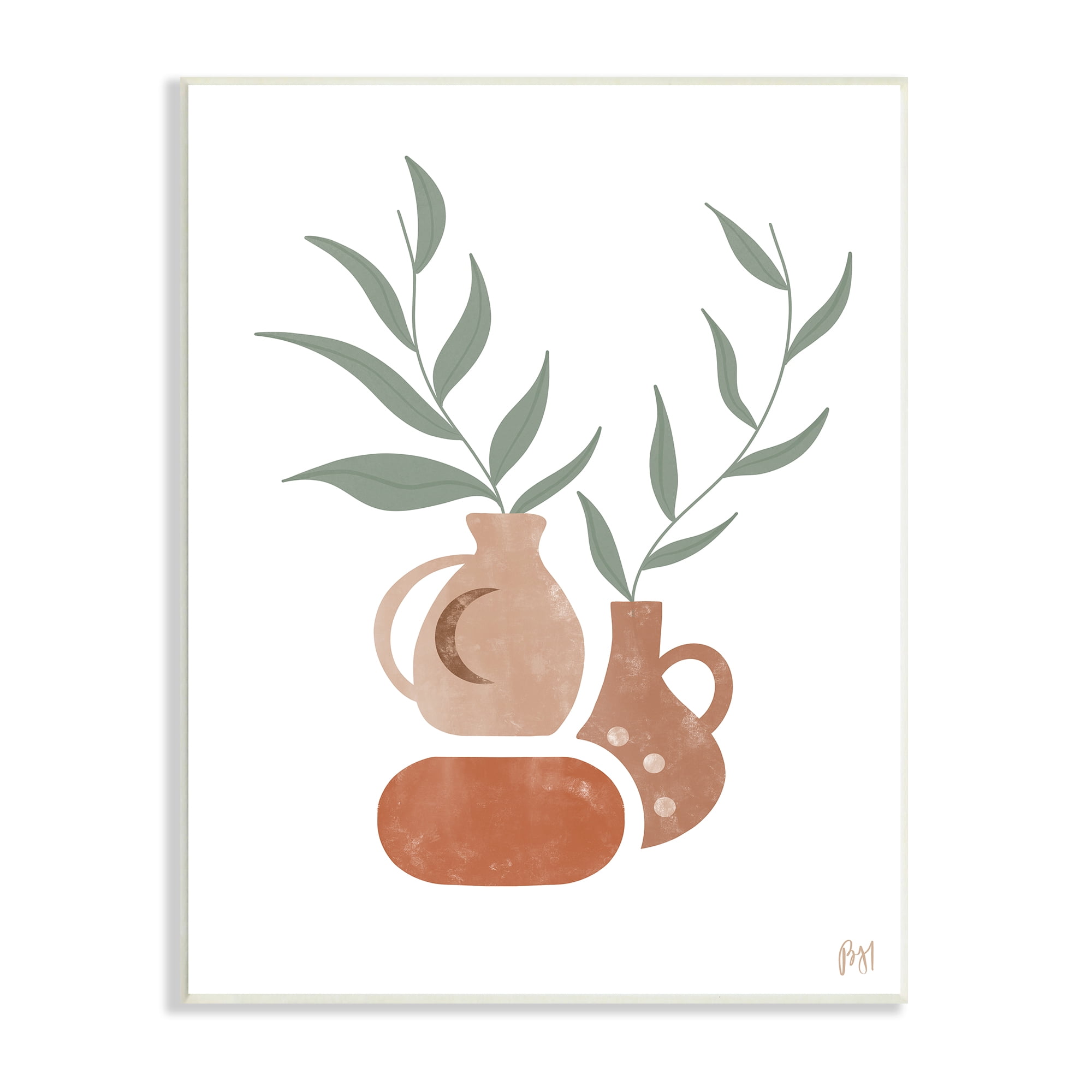 Stupell Industries Boho Ceramic Plant Still Life Modern Terracotta Illustration, 13 x 19, Design by Birch&Ink