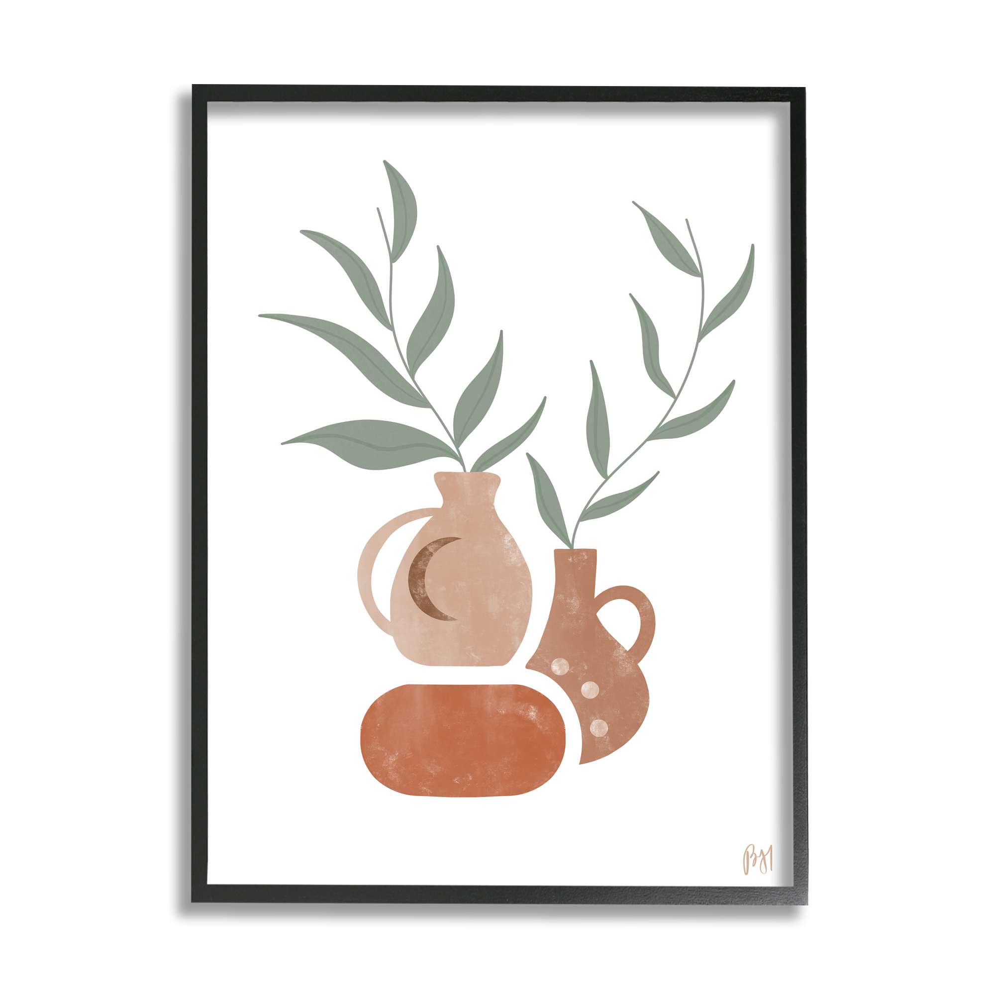 Stupell Industries Boho Ceramic Plant Still Life Modern Terracotta Illustration, 24 x 30, Design by Birch&Ink