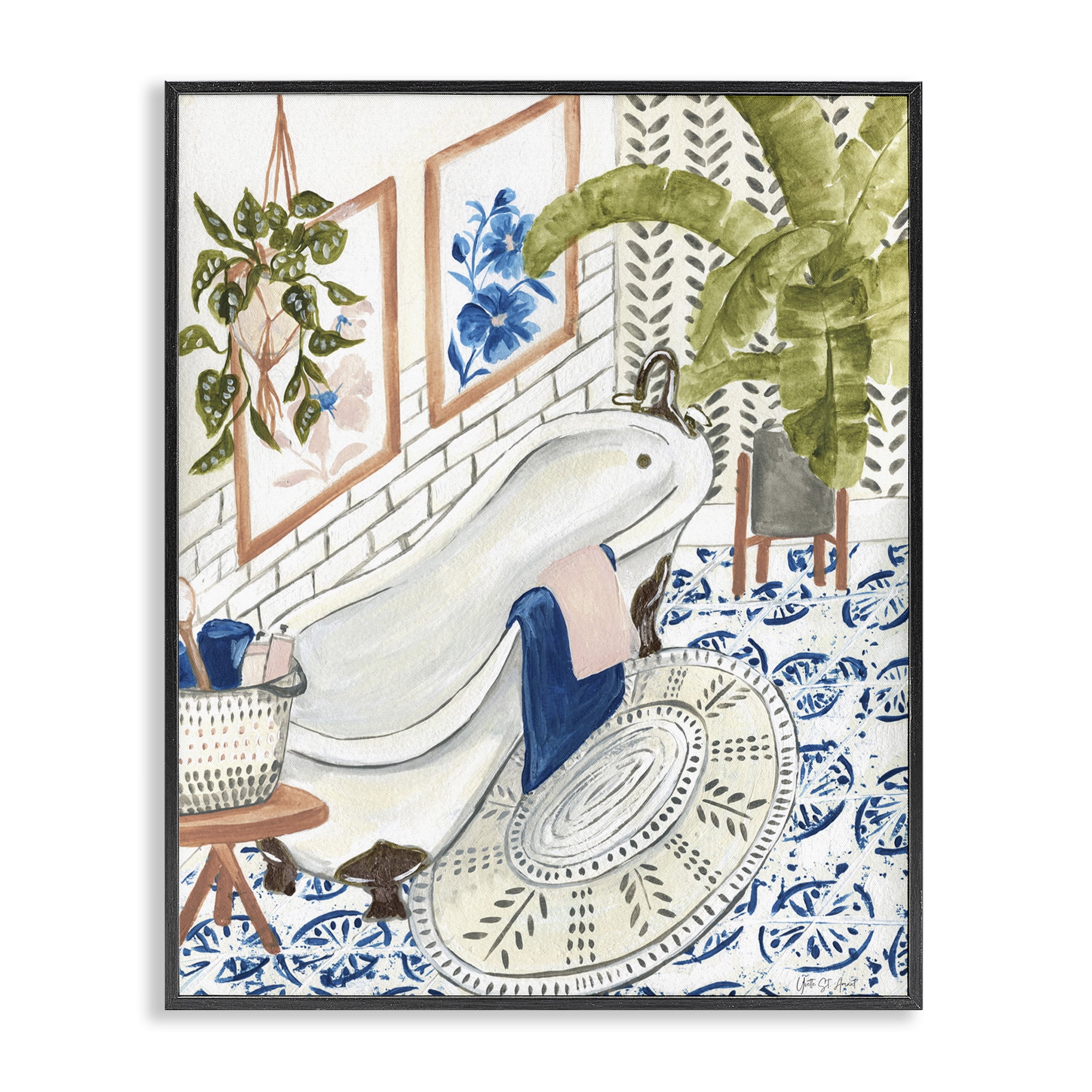 Stupell Industries Boho Chic Bathtub Typography Painting Black Framed Art Print Wall Art, 11 x 14