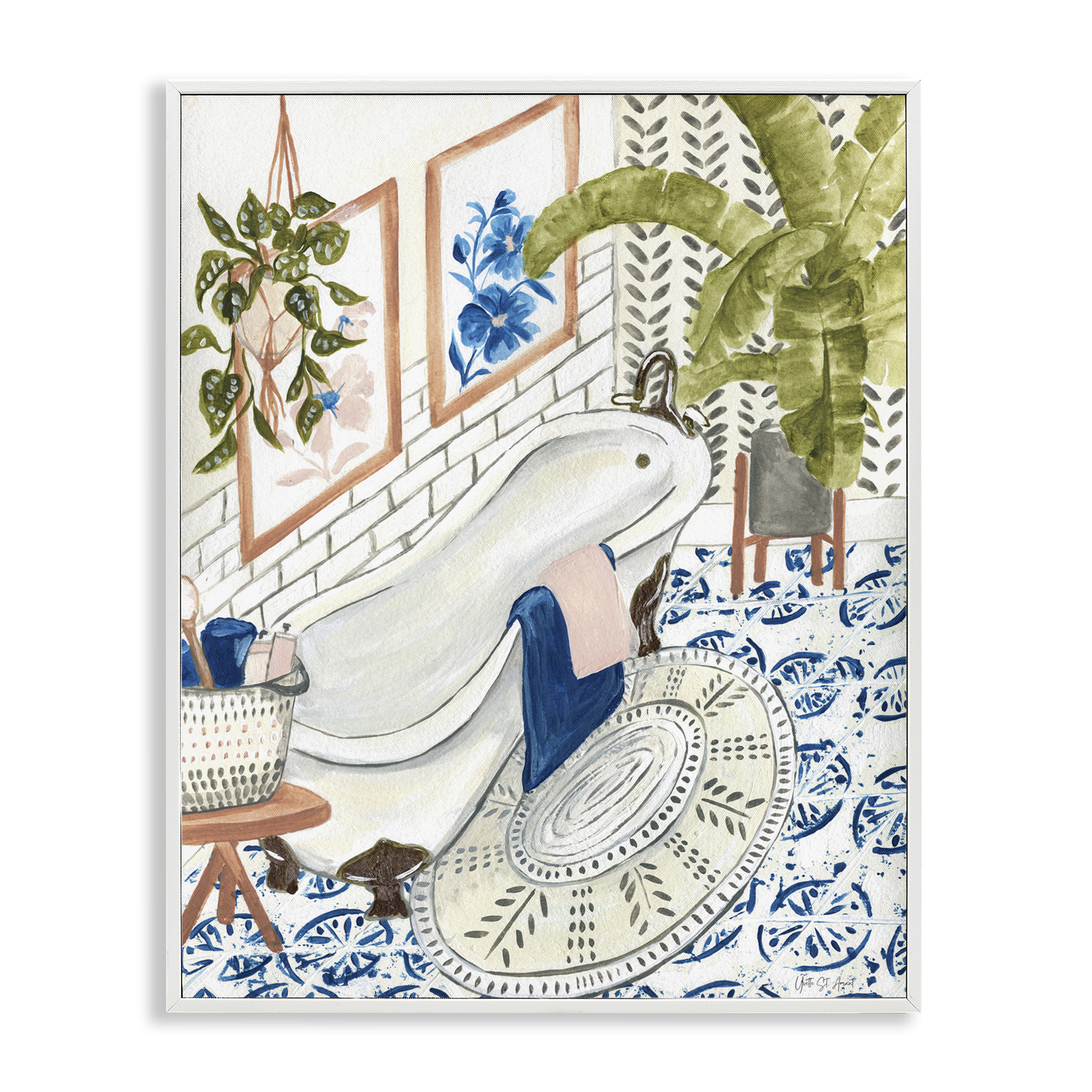 Stupell Industries Boho Chic Bathtub Typography Painting White Framed Art Print Wall Art, 24 x 30
