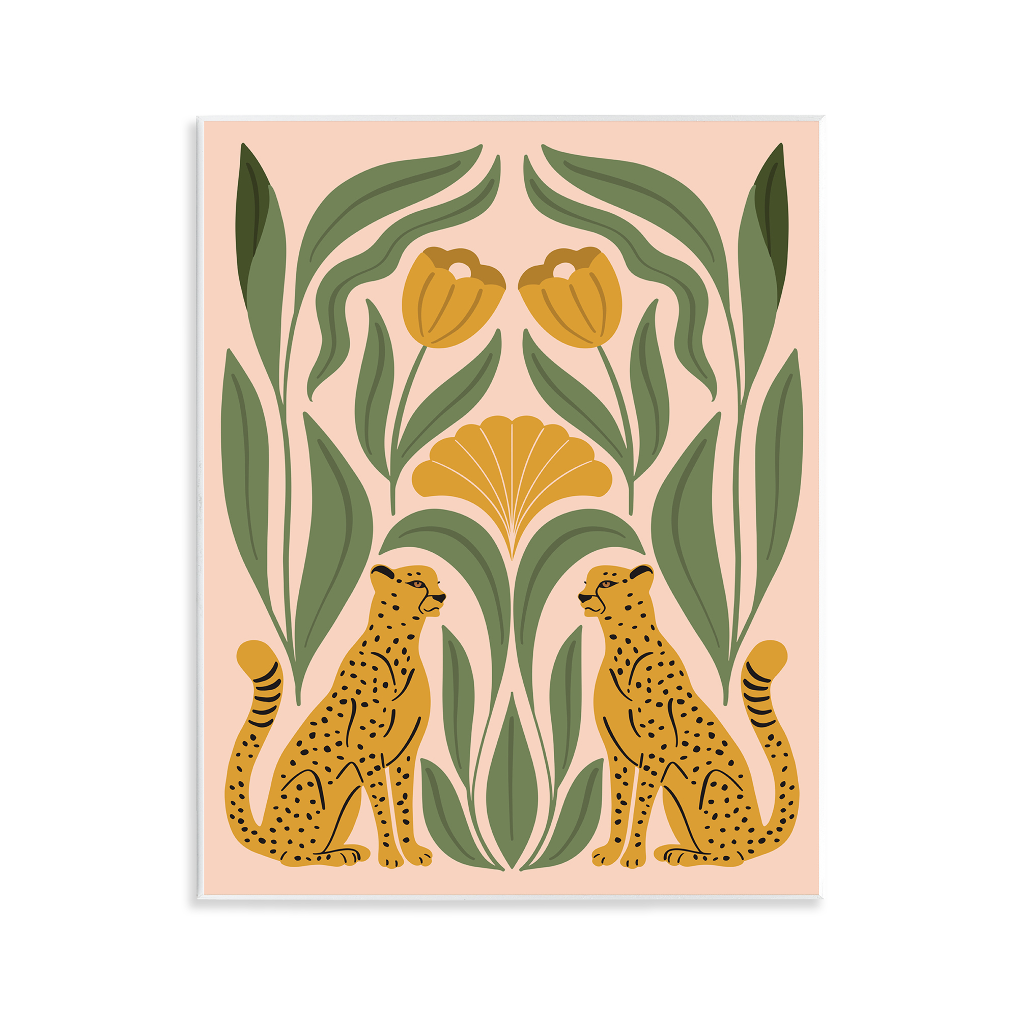 Stupell Industries Boho Chic Mirrored Leopards Plants & Flowers Painting Unframed Art Print Wall Art, 11 x 14