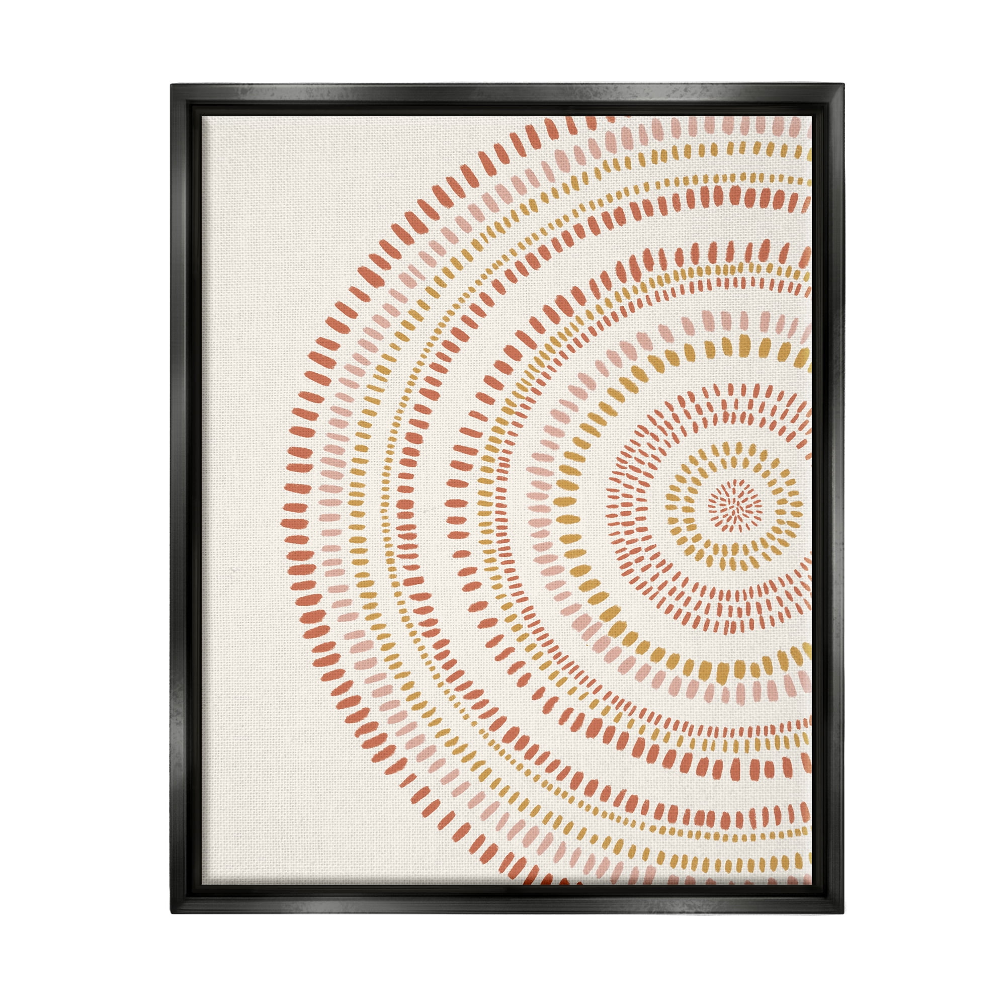 Stupell Industries Boho Circle Striped Pattern Abstract Red Yellow Tones Jet Black Framed Floating Canvas Wall Art, 16x20, by Nancy McKenzie