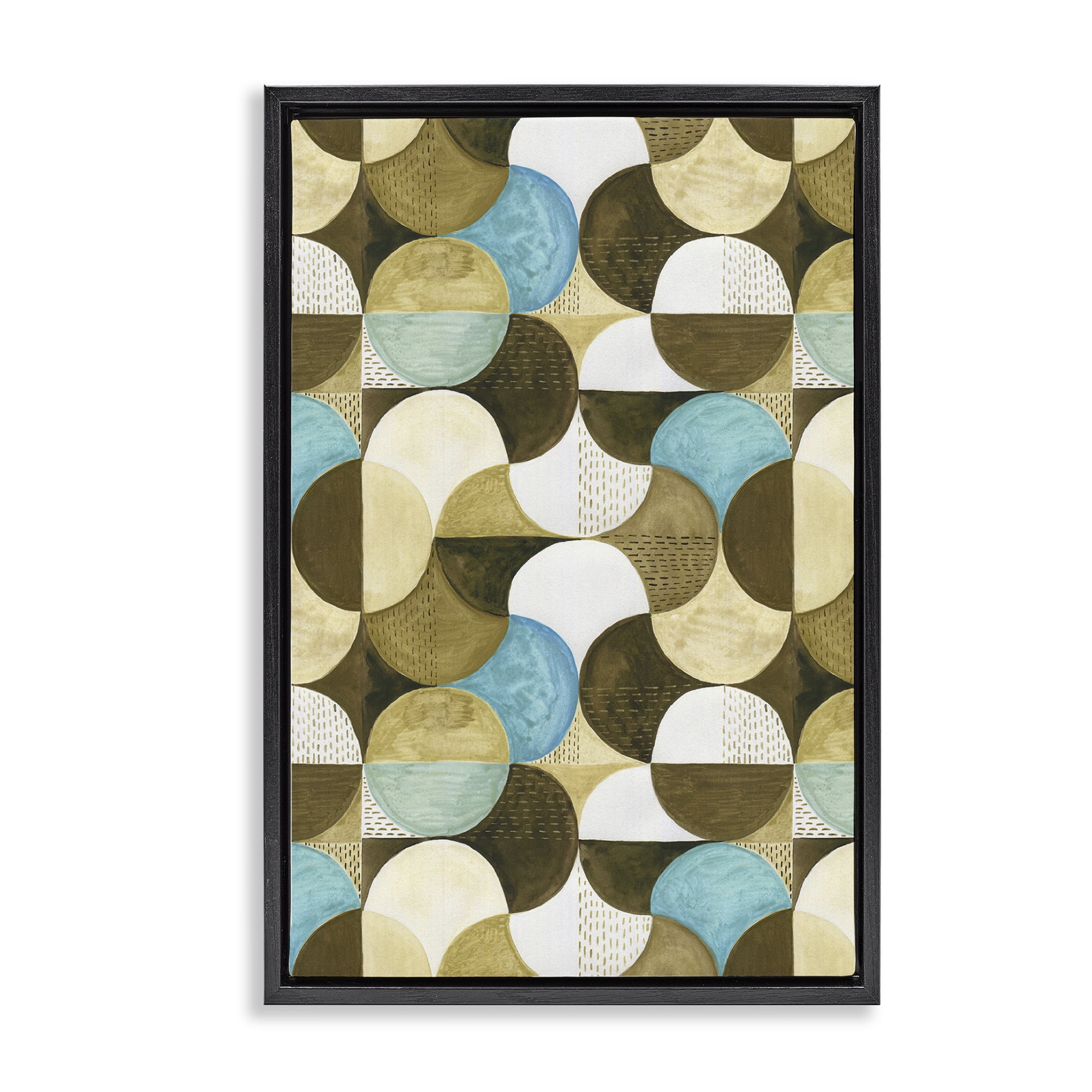 Stupell Industries Boho Circular Pattern Abstract Painting Black Floater Framed Canvas Art Print Wall Art, 21 x 31
