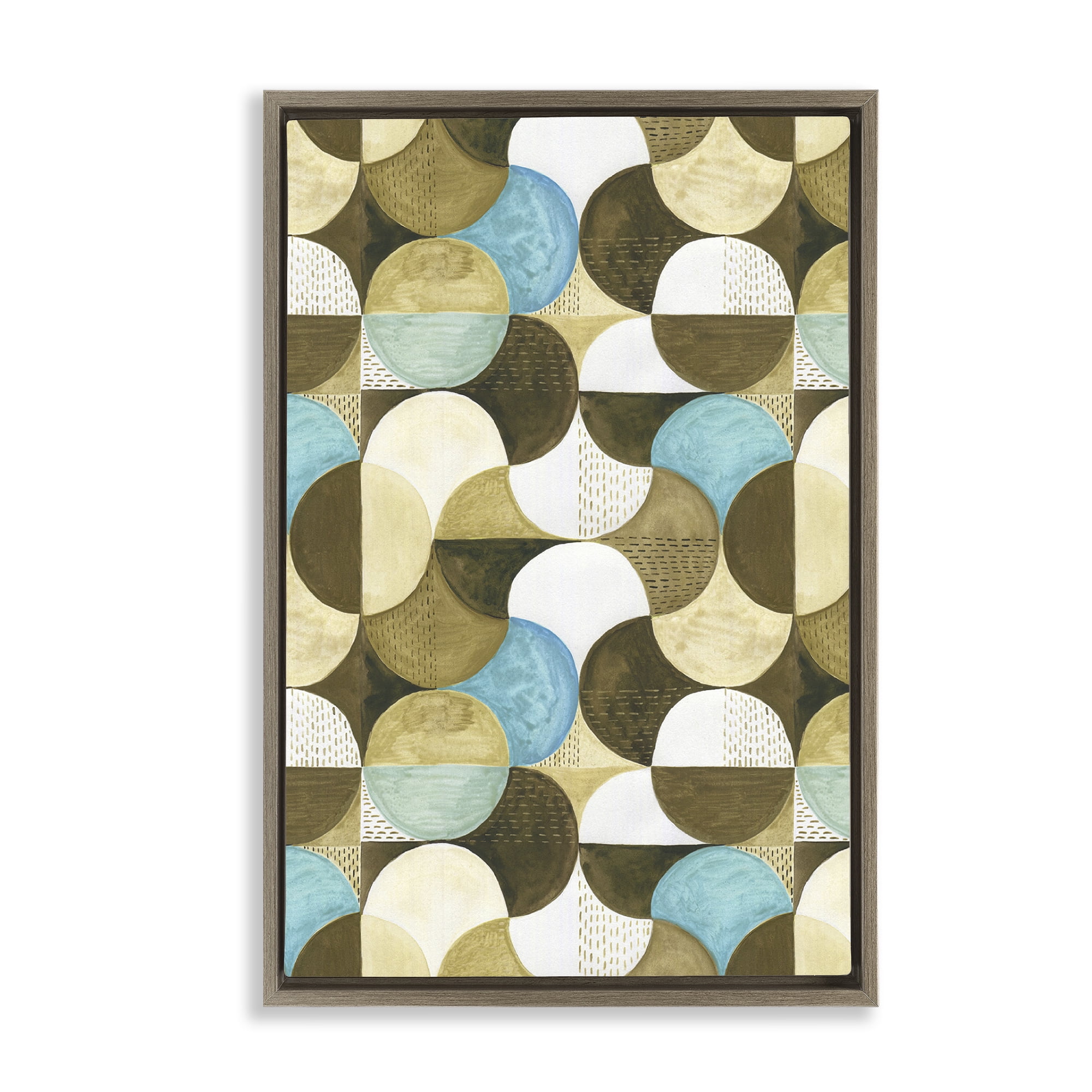 Stupell Industries Boho Circular Pattern Abstract Painting Brown Floater Framed Canvas Art Print Wall Art, 17 x 25