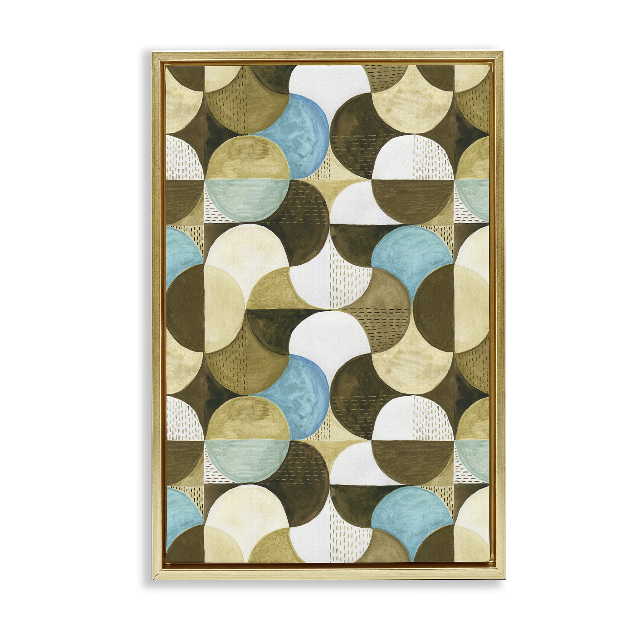 Stupell Industries Boho Circular Pattern Abstract Painting Gold Floater Framed Canvas Art Print Wall Art, 17 x 25