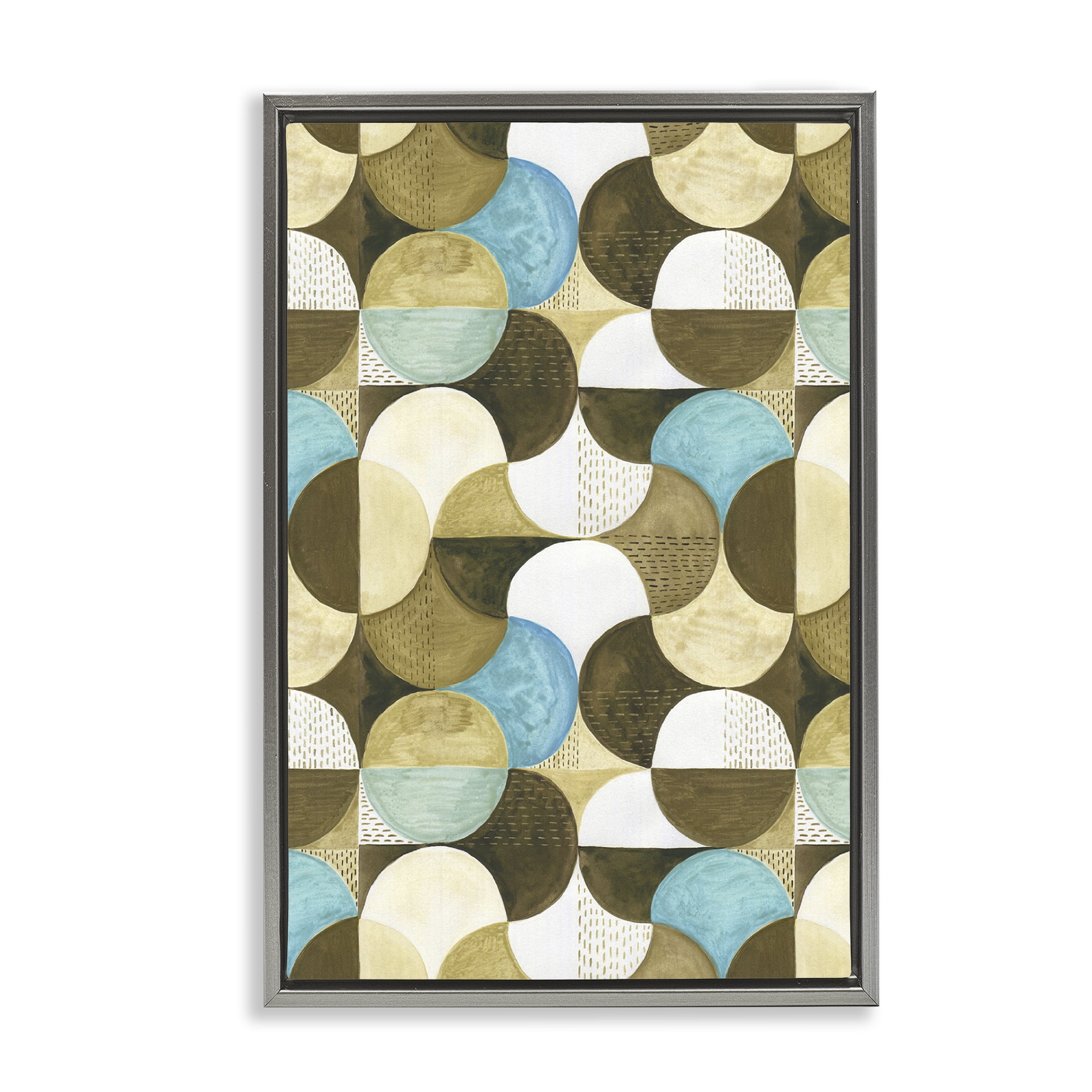 Stupell Industries Boho Circular Pattern Abstract Painting Gray Floater Framed Canvas Art Print Wall Art, 17 x 25