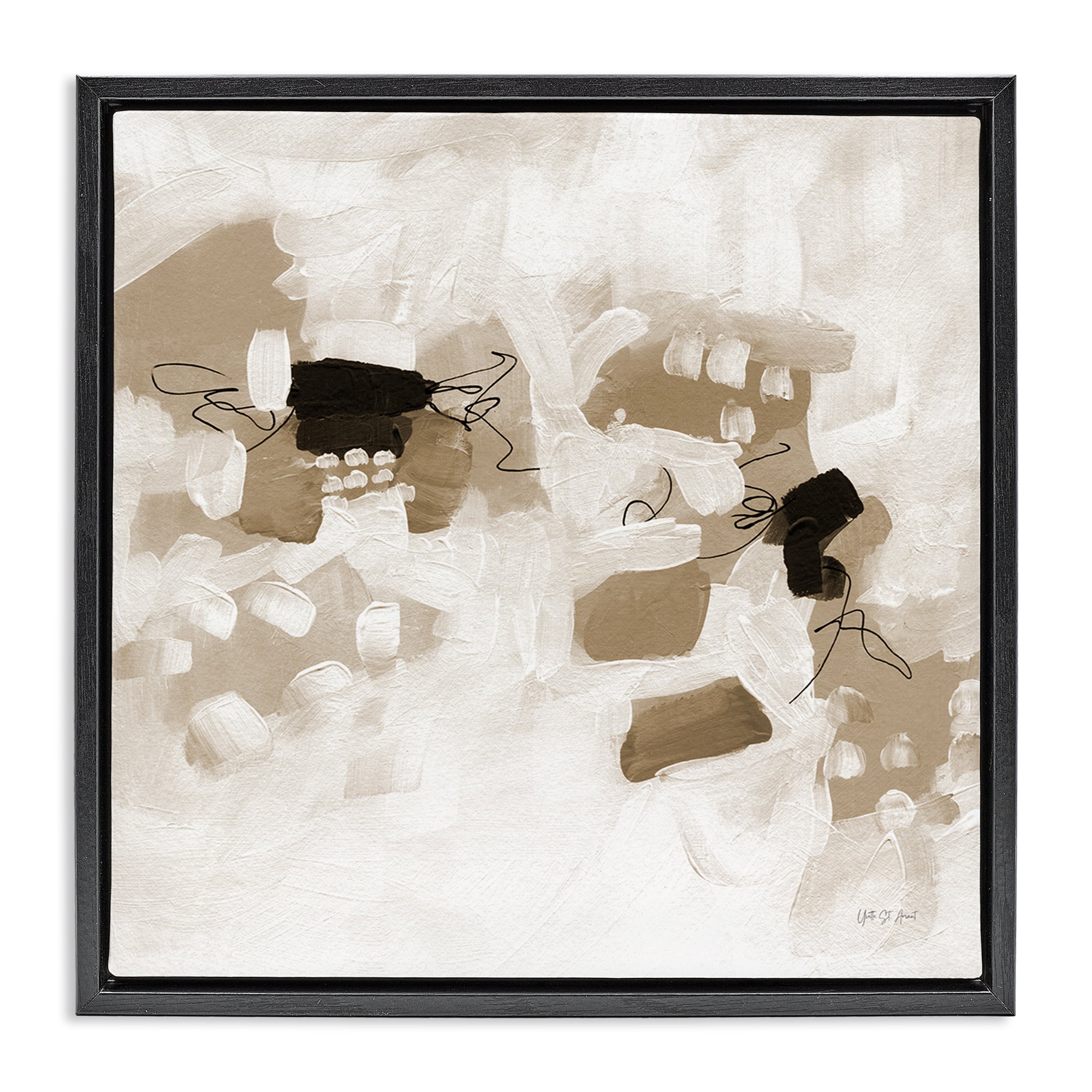 Stupell Industries Boho Classic Conservatory Abstract Painting Black Floater Framed Canvas Art Print Wall Art, 18 x 18