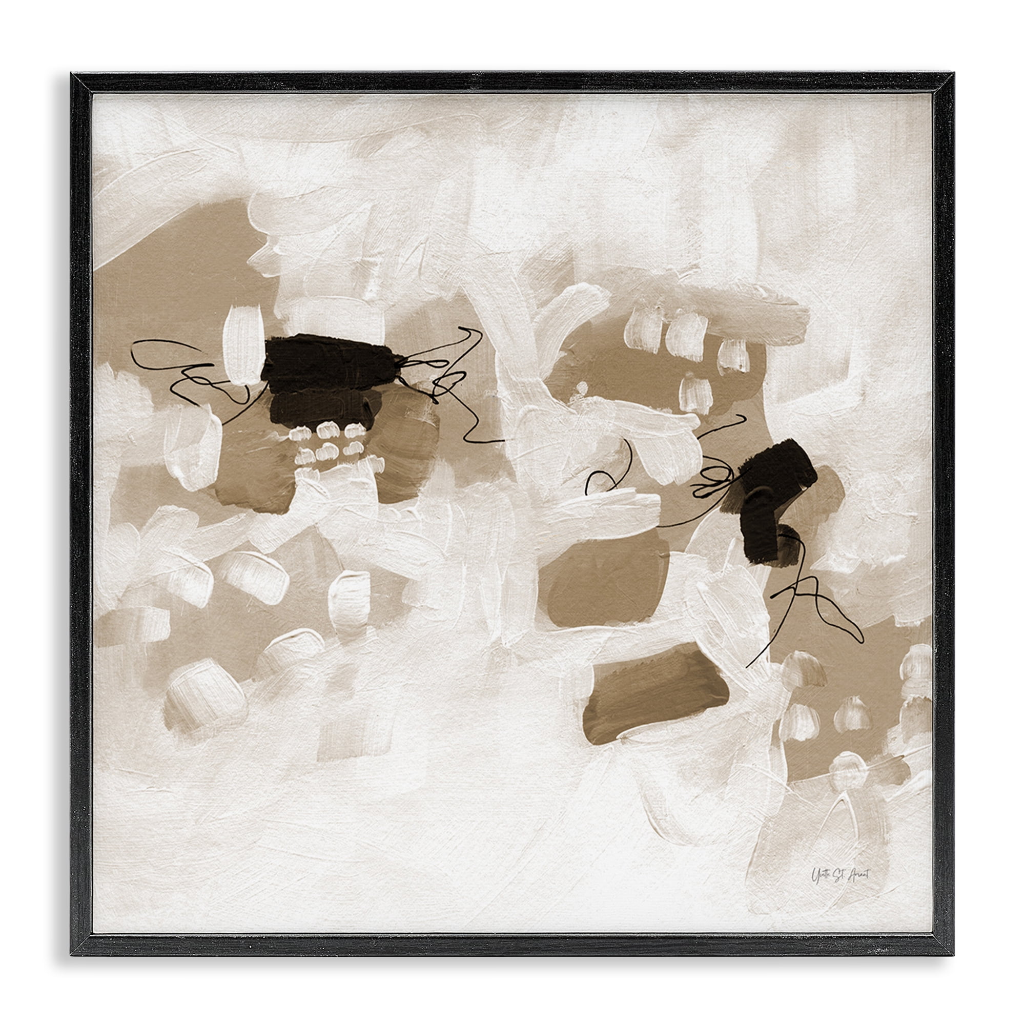 Stupell Industries Boho Classic Conservatory Abstract Painting Black Framed Art Print Wall Art, 17 x 17