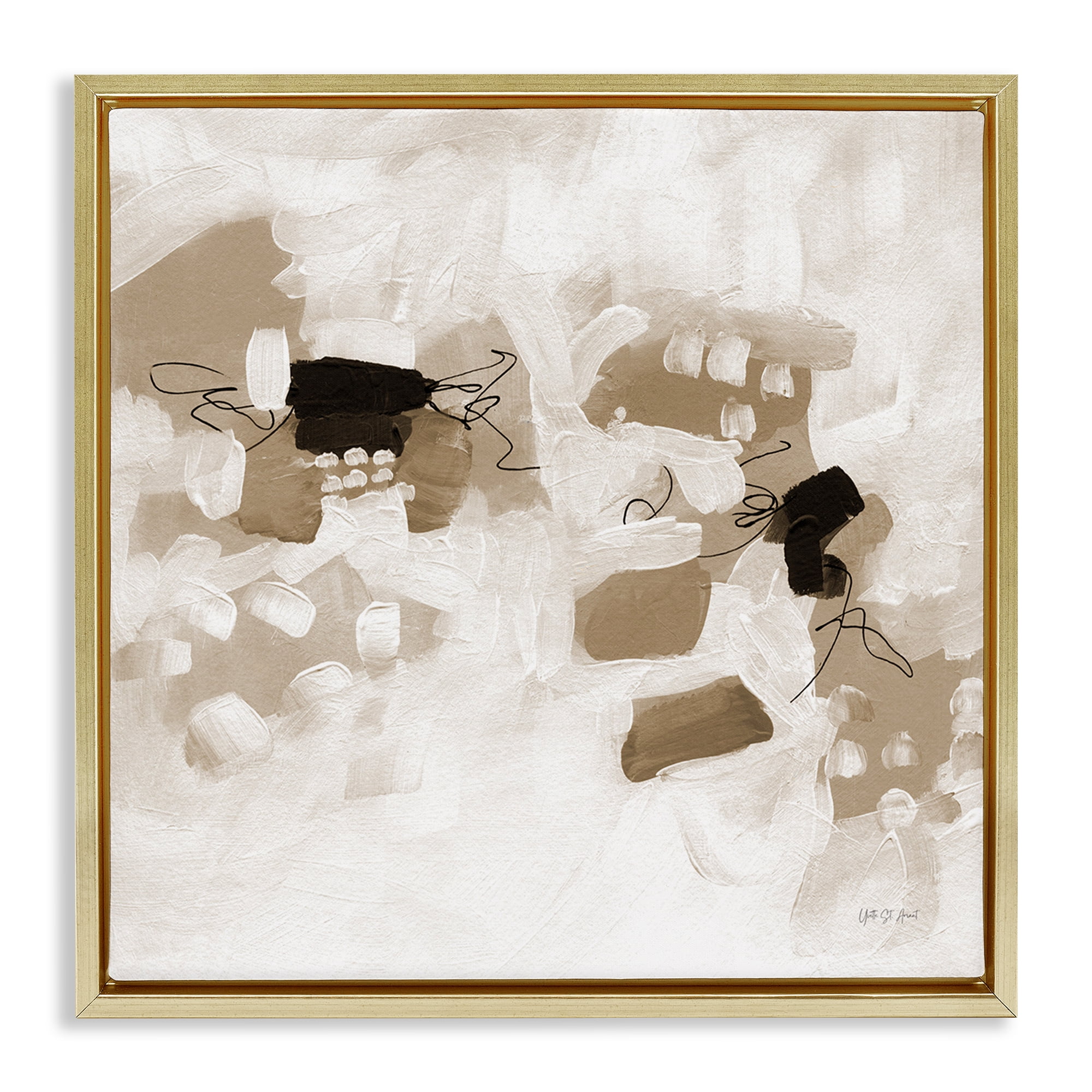 Stupell Industries Boho Classic Conservatory Abstract Painting Gold Floater Framed Canvas Art Print Wall Art, 18 x 18