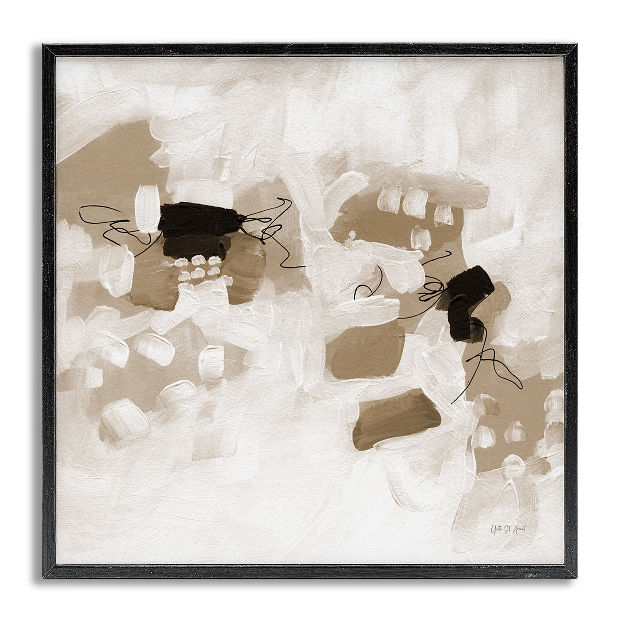 Stupell Industries Boho Classic Conservatory Abstract Painting Gray Framed Art Print Wall Art, 17 x 17