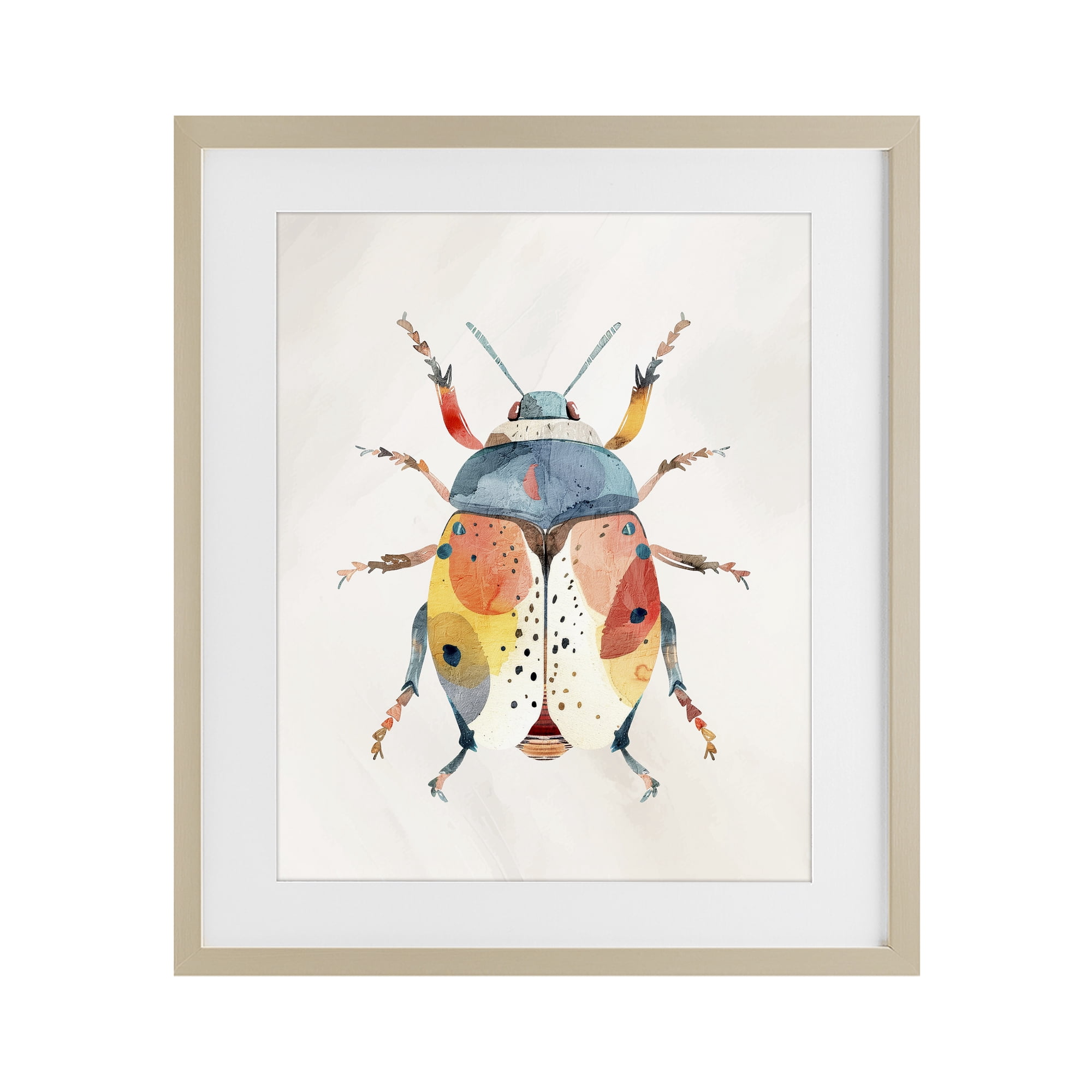 Stupell Industries Boho Colorful Beetle Birch Framed Print Under Glass, design by Kim Allen