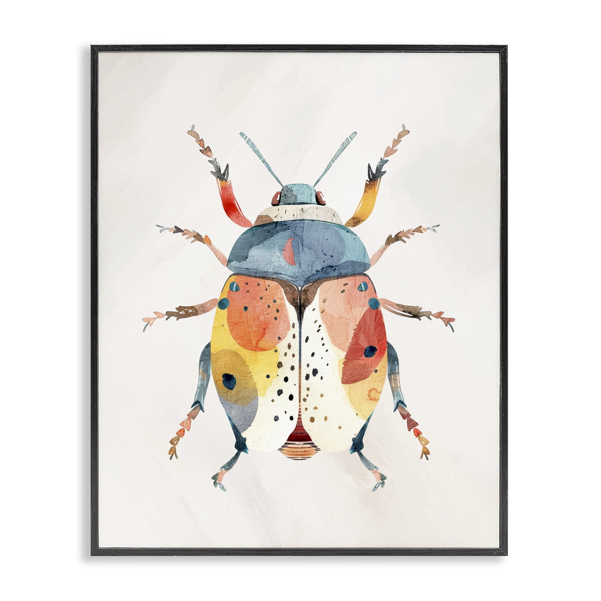 Stupell Industries Boho Colorful Beetle Black Framed Giclee Art, design by Kim Allen