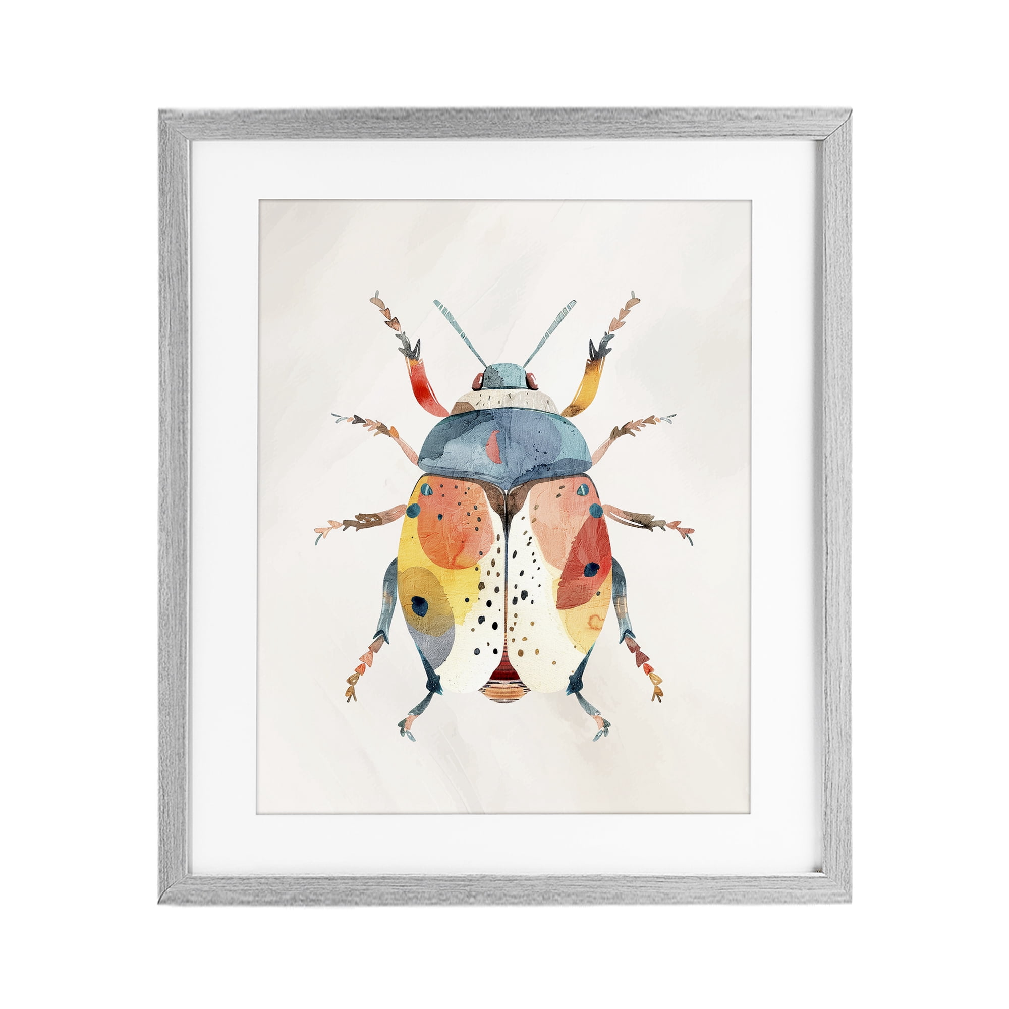 Stupell Industries Boho Colorful Beetle Gray Framed Print Under Glass, design by Kim Allen