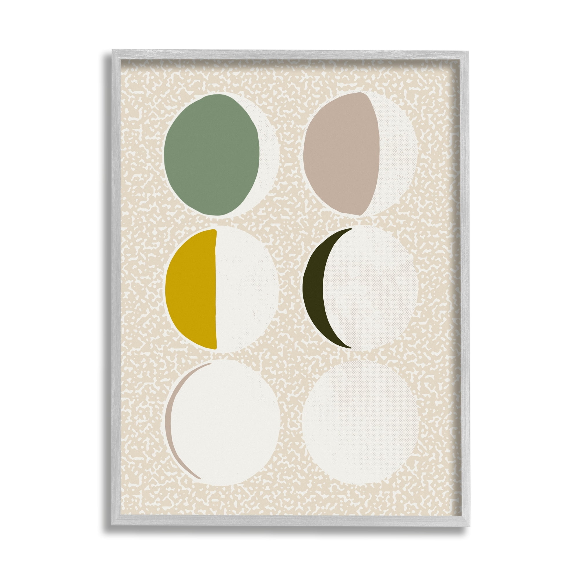 Stupell Industries Boho Contemporary Moon Phases Abstract Painting Gray Framed Art Print Wall Art