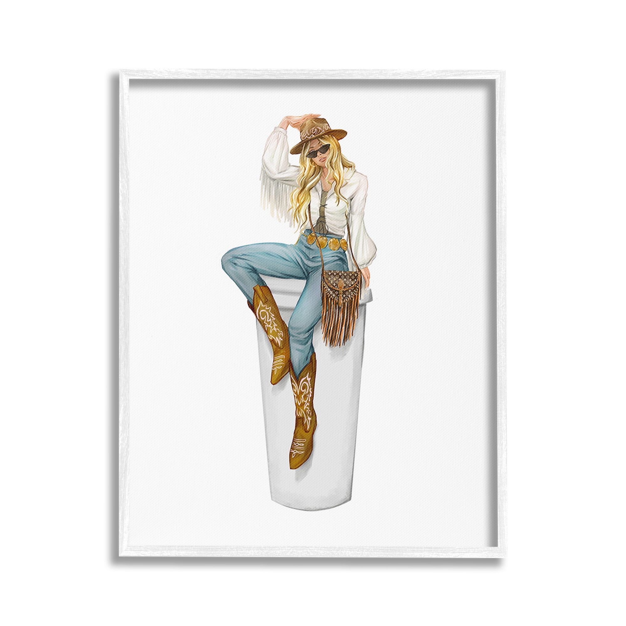 Stupell Industries Boho Cowgirl & Coffee Food & Beverage Painting White Framed Art Print Wall Art, 16 x 20