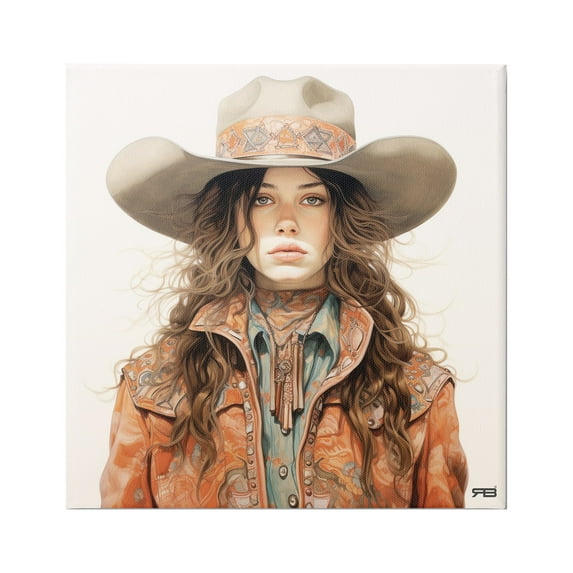 Stupell Industries Boho Cowgirl Paisley Jacket Abstract Painting Gallery Wrapped Canvas Art Print Wall Art, 36 x 36