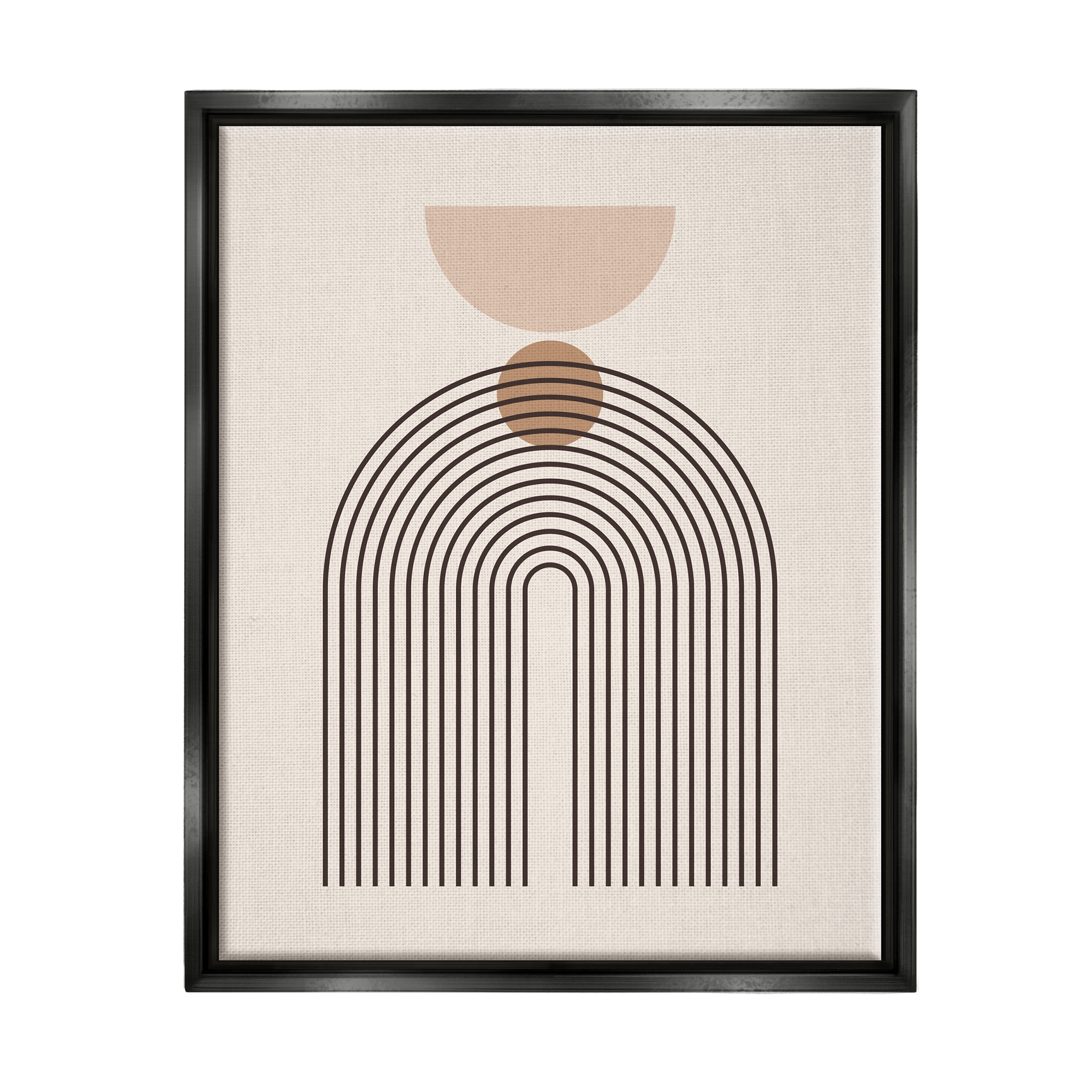 Stupell Industries Boho Cream Shapes Abstract Painting Black Floater Framed Art Print Wall Art, 25 x 31