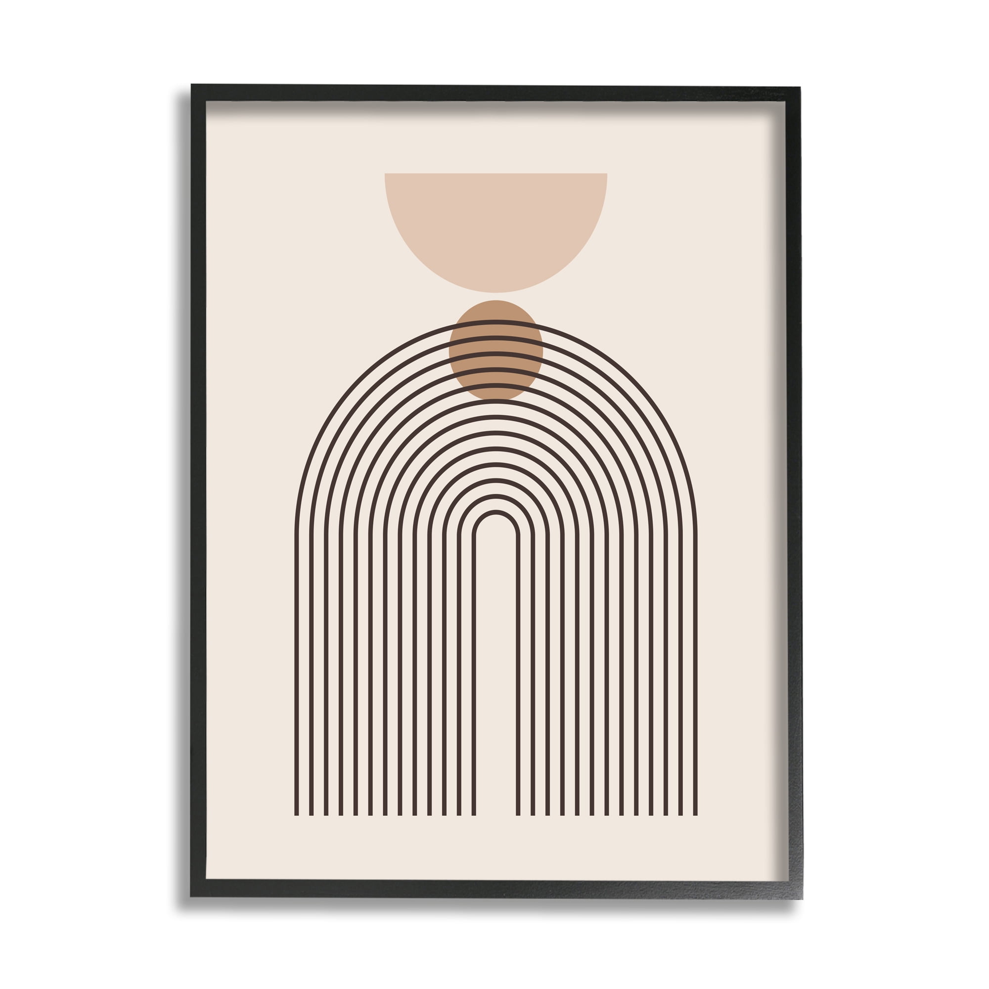 Stupell Industries Boho Cream Shapes Abstract Painting Black Framed Art Print Wall Art, 24 x 30