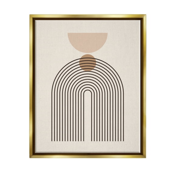 Stupell Industries Boho Cream Shapes Abstract Painting Gold Floater Framed Art Print Wall Art, 17 x 21