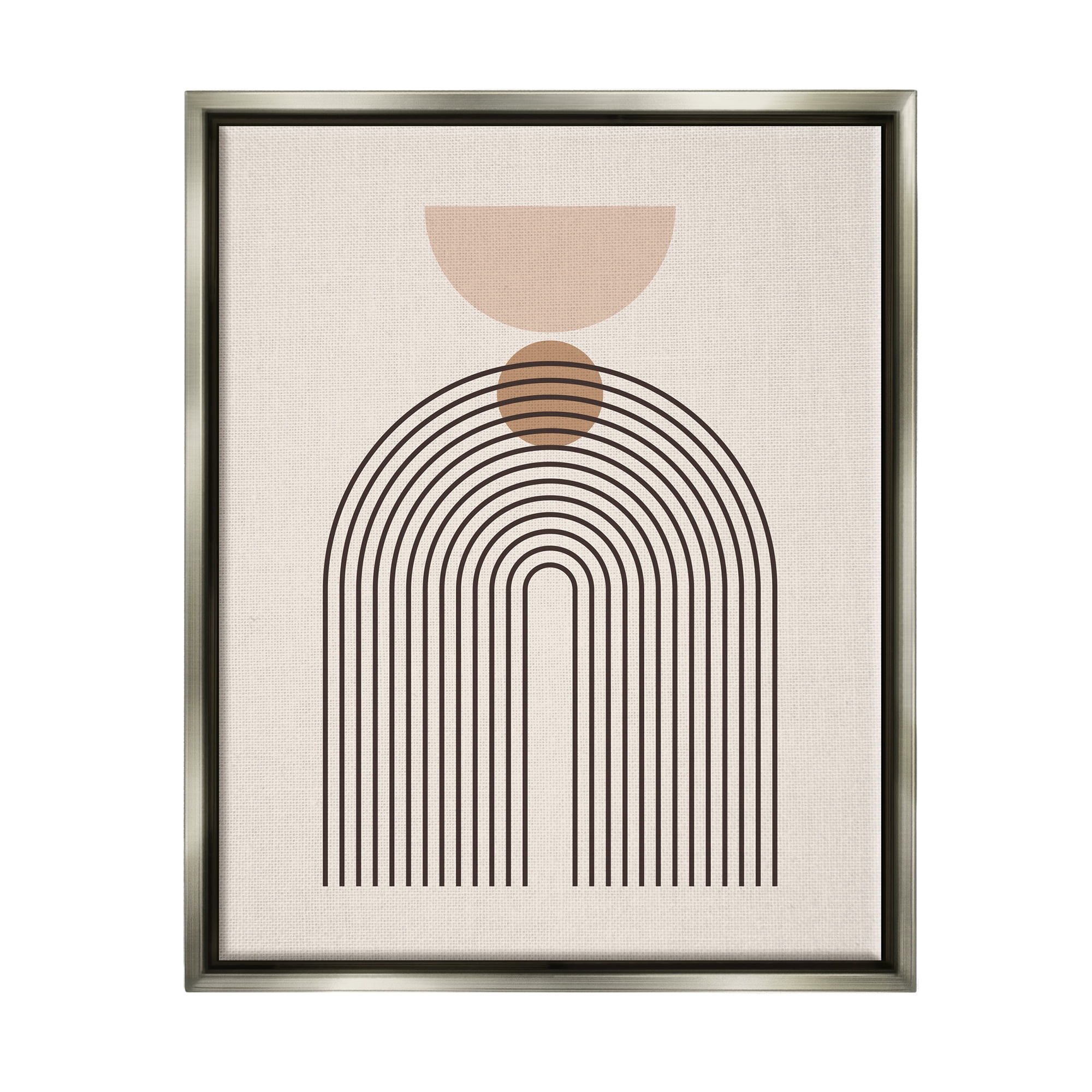 Stupell Industries Boho Cream Shapes Abstract Painting Gray Floater Framed Art Print Wall Art, 25 x 31