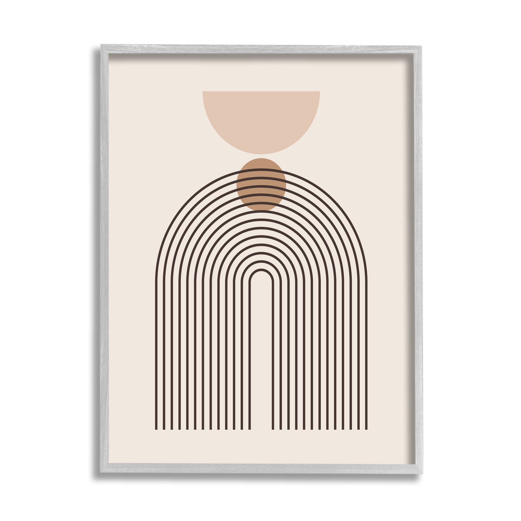 Stupell Industries Boho Cream Shapes Abstract Painting Gray Framed Art Print Wall Art, 24 x 30