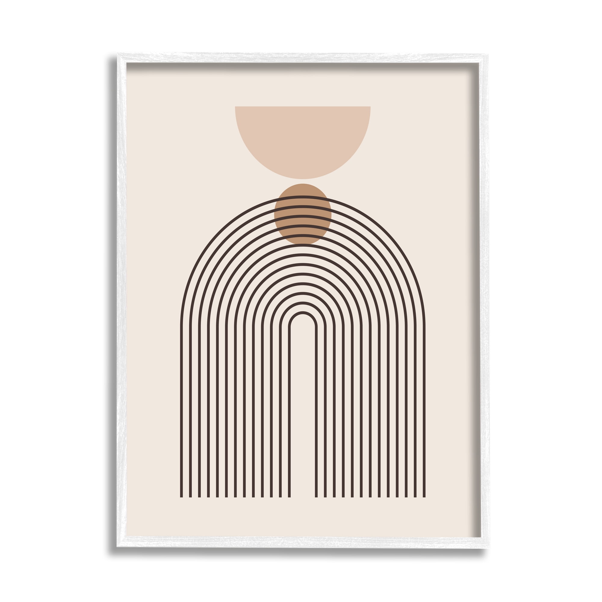 Stupell Industries Boho Cream Shapes Abstract Painting White Framed Art Print Wall Art, 24 x 30