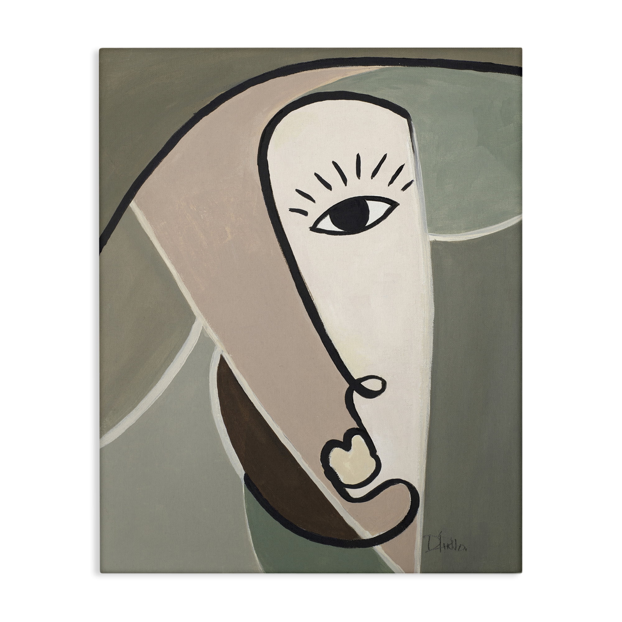 Stupell Industries Boho Cubism Face Abstract Painting Gallery Wrapped Canvas Art Print Wall Art, 16 x 20
