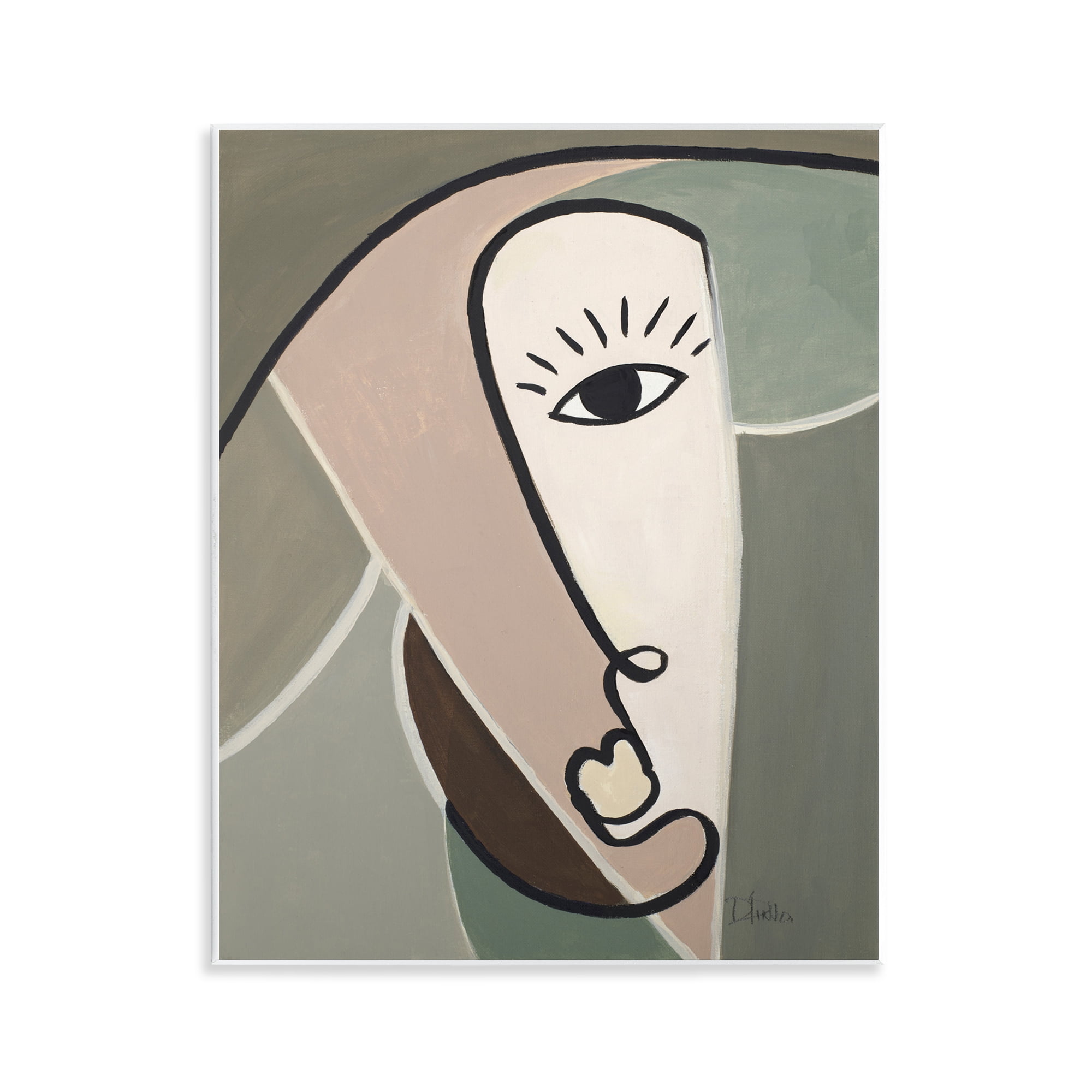 Stupell Industries Boho Cubism Face Abstract Painting Unframed Art Print Wall Art, 11 x 14