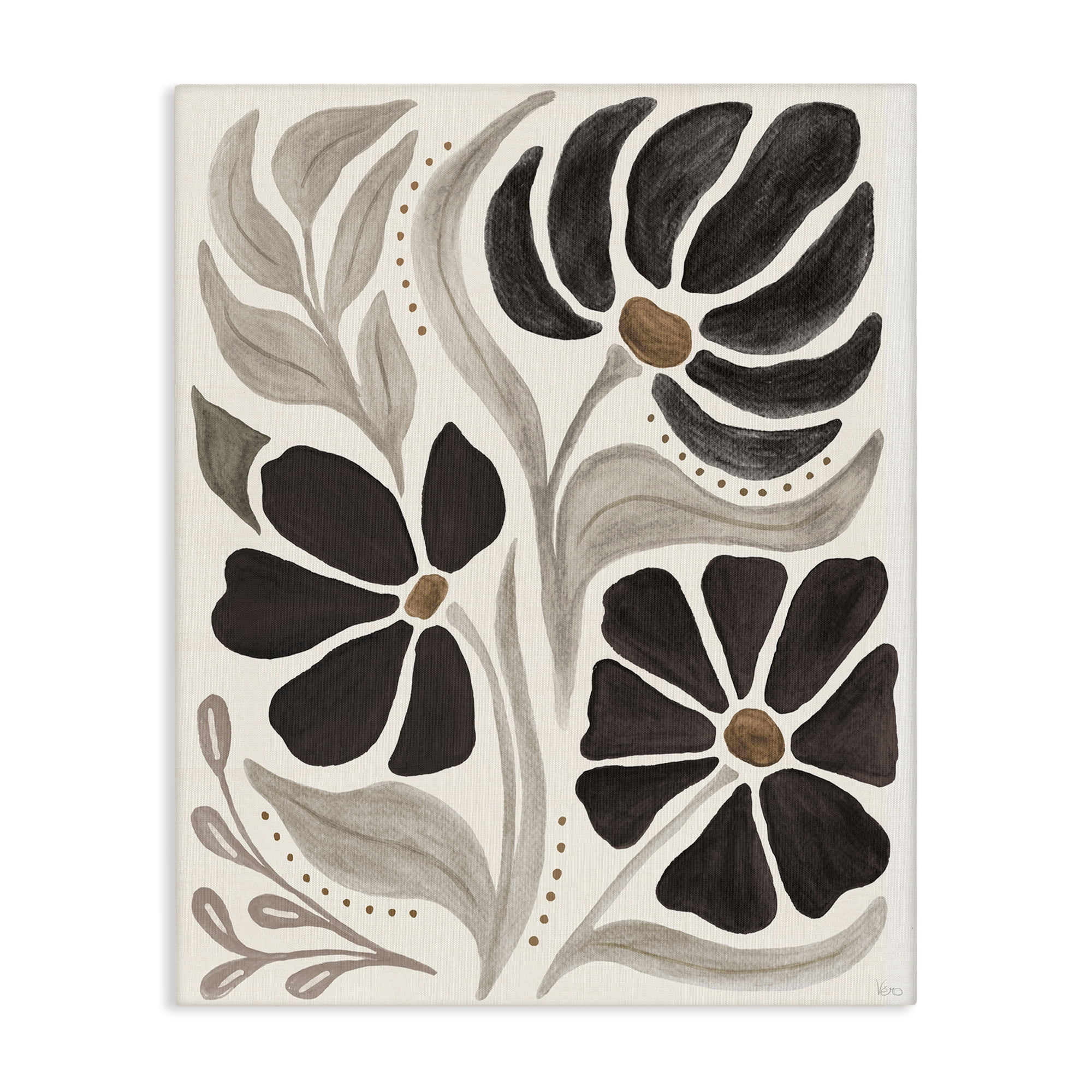 Stupell Industries Boho Curved Petals Botanical & Floral Painting Gallery Wrapped Canvas Art Print Wall Art, 24 x 30