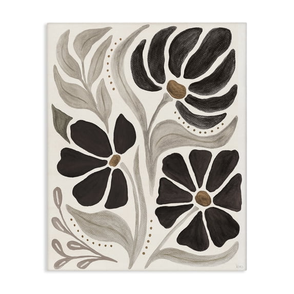 Stupell Industries Boho Curved Petals Botanical & Floral Painting Gallery Wrapped Canvas Art Print Wall Art, 36 x 48