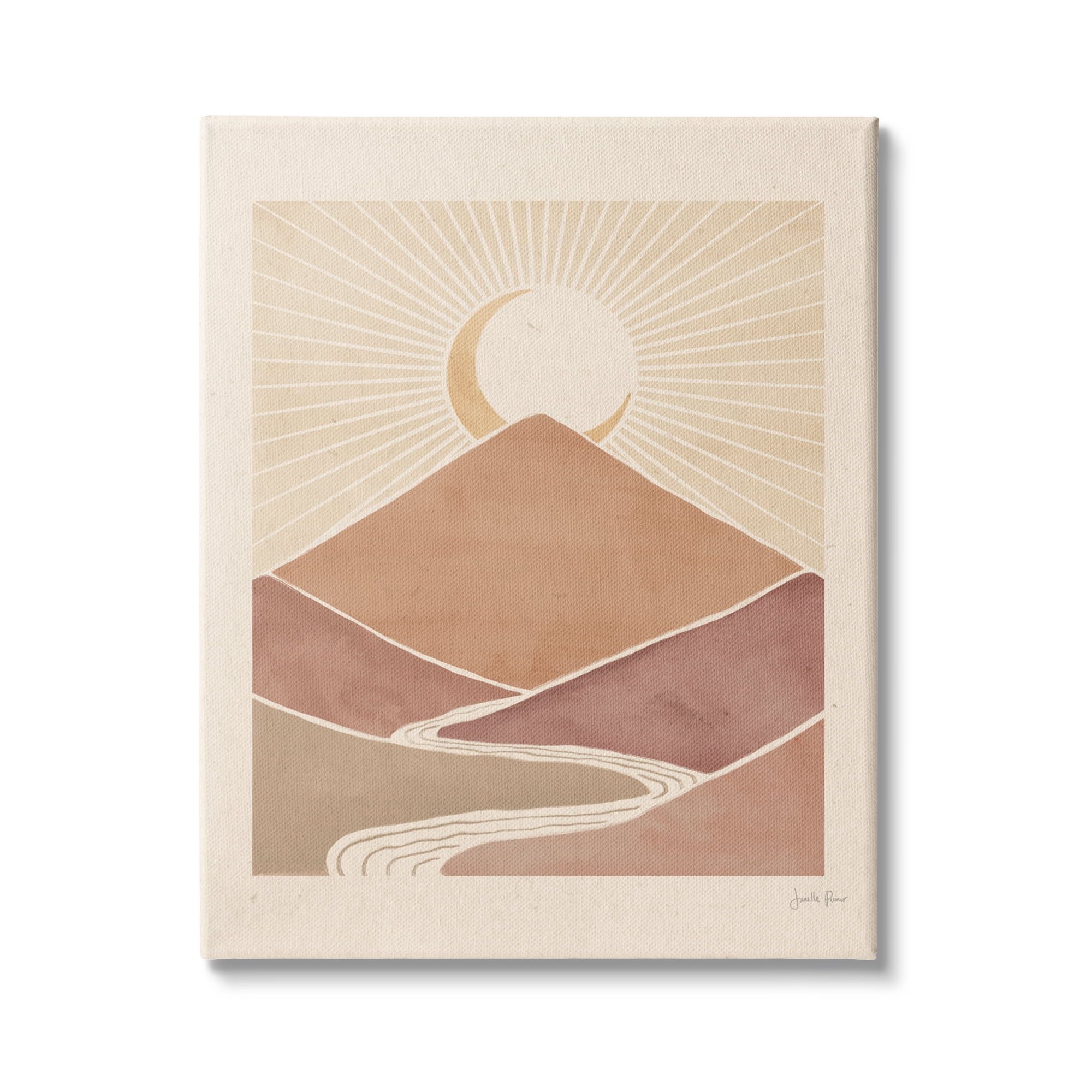 Stupell Industries Boho Desert Crescent Moon Vintage Mountain River Landscape, 36 x 48,Design by Janelle Penner