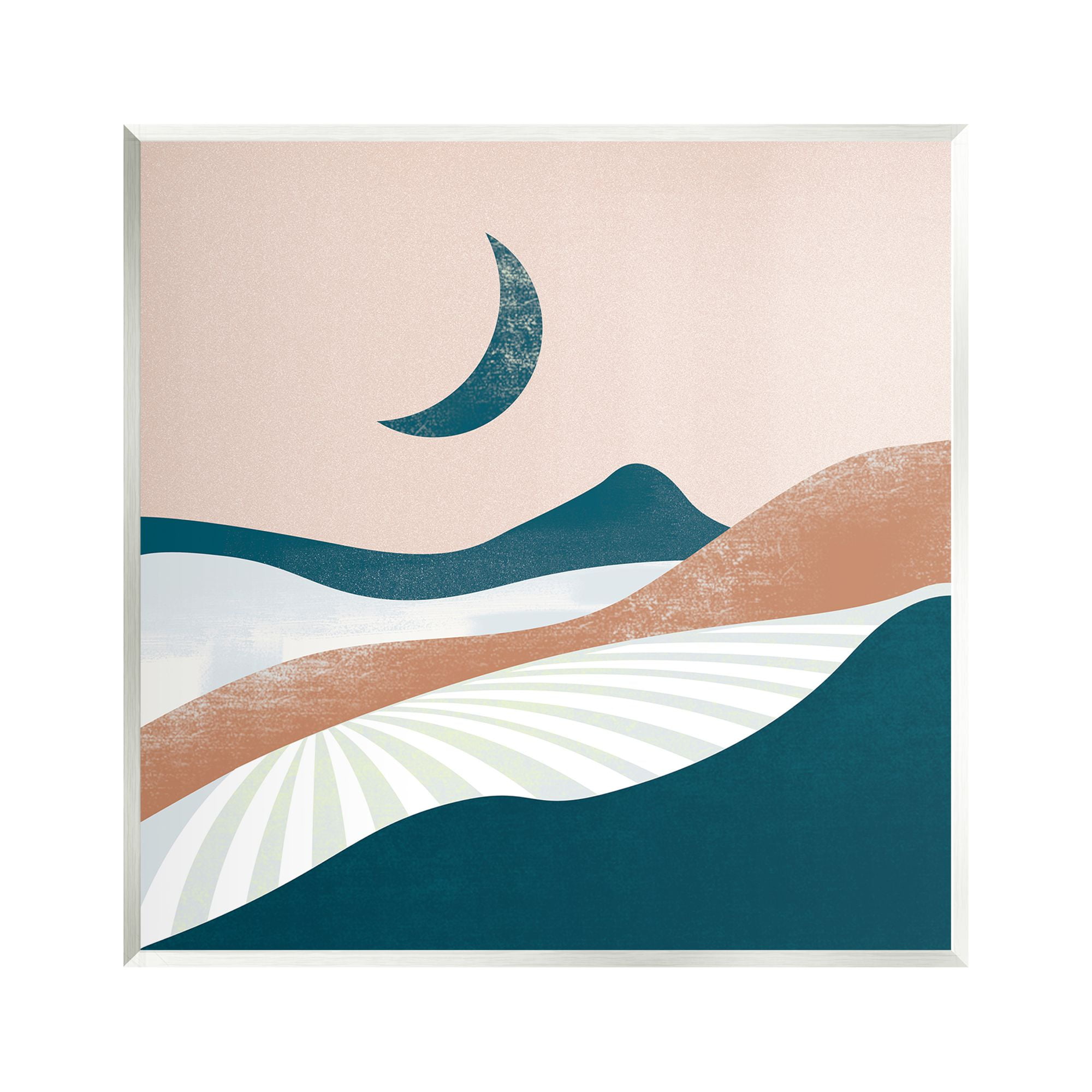 Boho Desert Moon Landscape Art Print on MDF Wood, 12 x 12