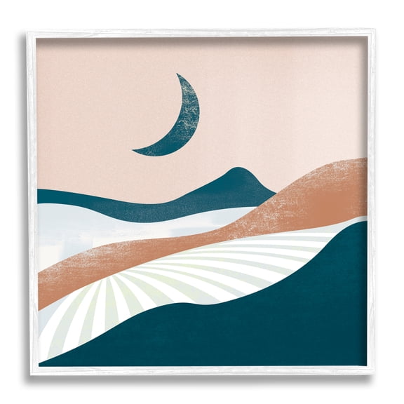 Stupell Industries Boho Desert Moon Landscape Nature Painting White Framed Art Print Wall Art, 12 x 12