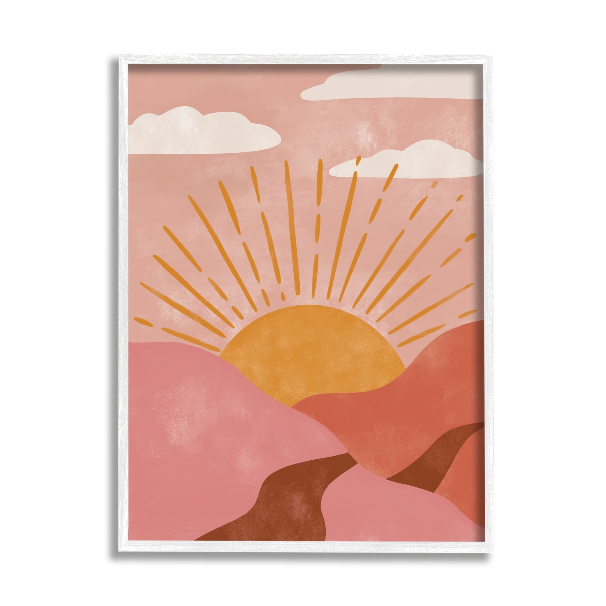Stupell Industries Boho Desert Sun Setting Beneath Mountain Path Framed Wall Art, 16 x 20, Design by Deborah Curiel