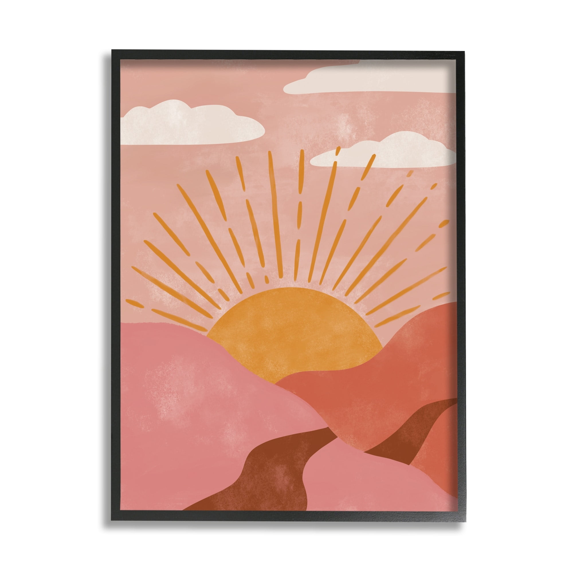 Stupell Industries Boho Desert Sun Setting Beneath Mountain Path Framed Wall Art, 24 x 30, Design by Deborah Curiel