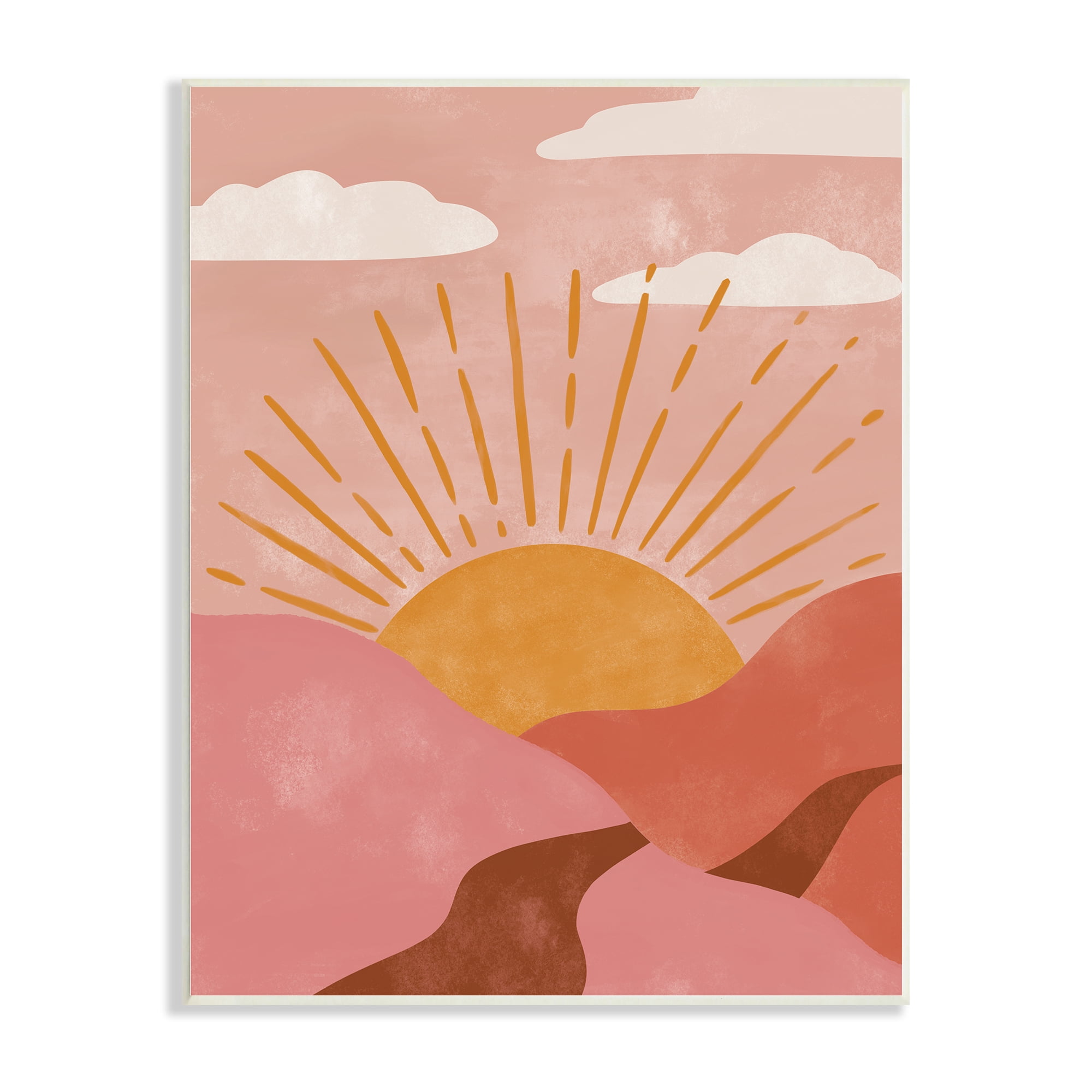 Stupell Industries Boho Desert Sun Setting Beneath Mountain Path Wood Wall Art, 13 x 19, Design by Deborah Curiel